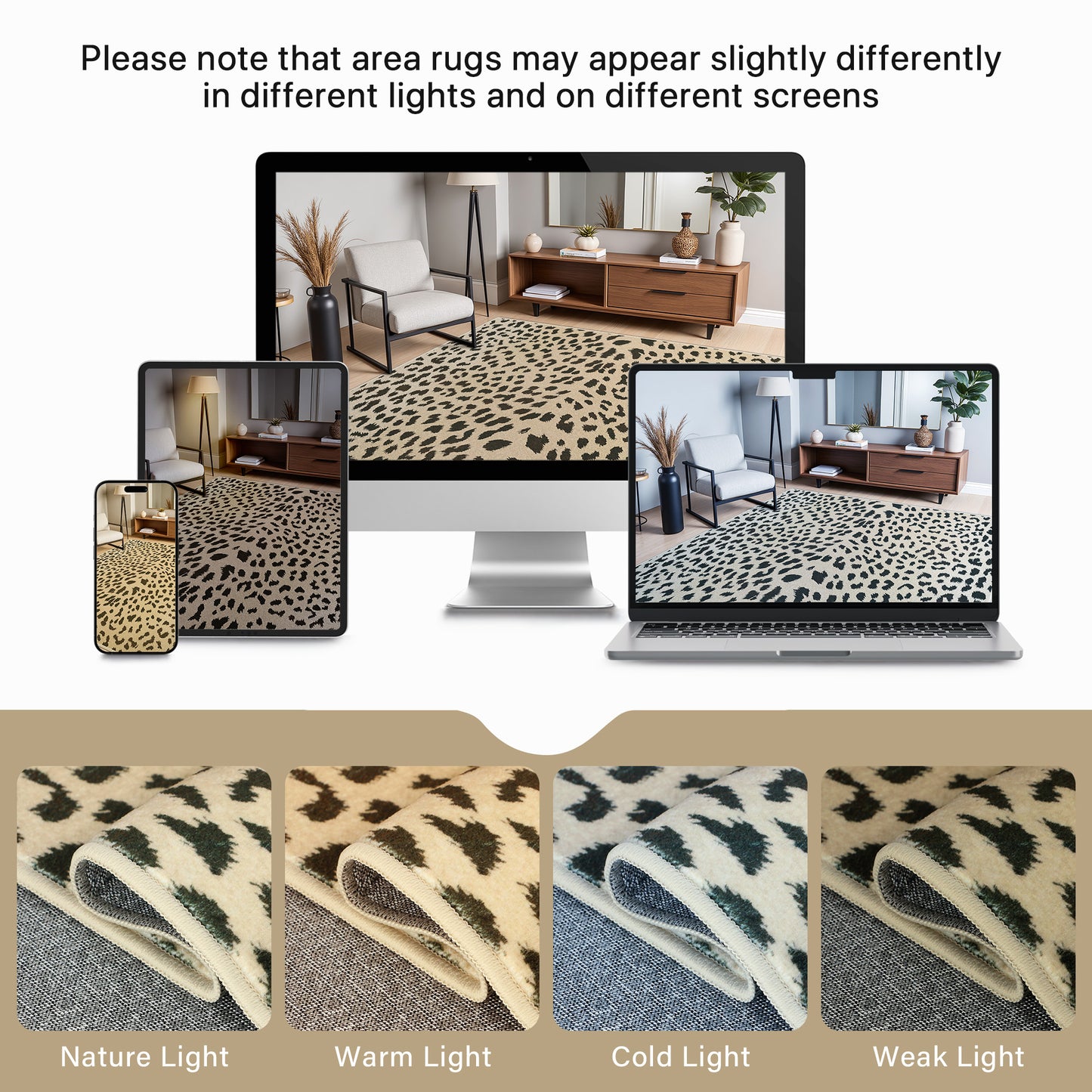 KUETH 5x7 Leopard Area Rugs Machine Washable Rugs for Living Room, Non Slip Flat Pile Rug with Rubber Backing, Modern Rug for Entryway Bedroom Dining Room Home Office