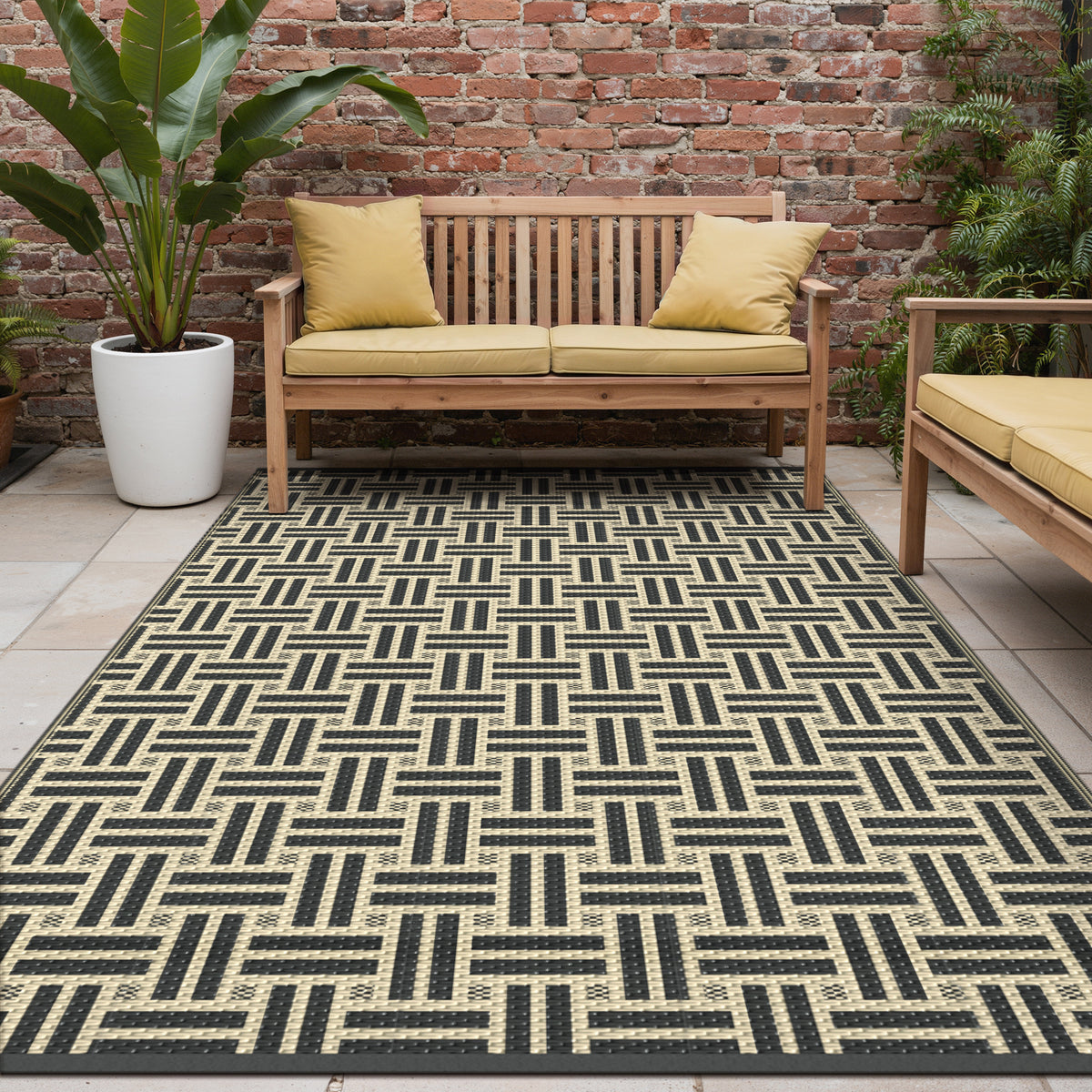 KUETH 6'x 9'Outdoor Plastic Rug Foldable Waterproof UV Resistant Outdoor Patio Geometric RV Deck Rug