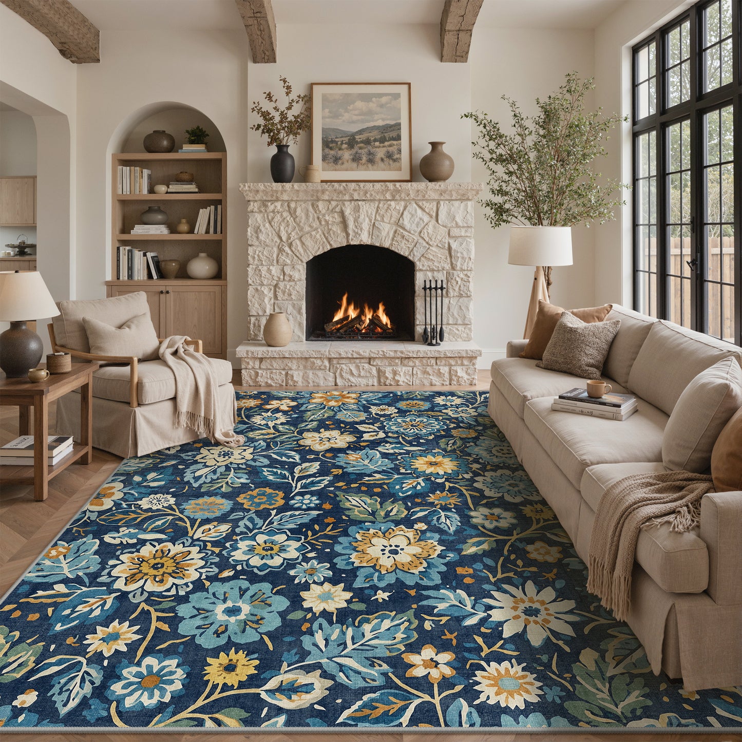 KUETH  Area Rugs Machine Washable Rugs for Living Room, Non Slip Throw Rug with Rubber Backing, Rug for Entryway、Bedroom、Kitchen、Floor and Dining Room