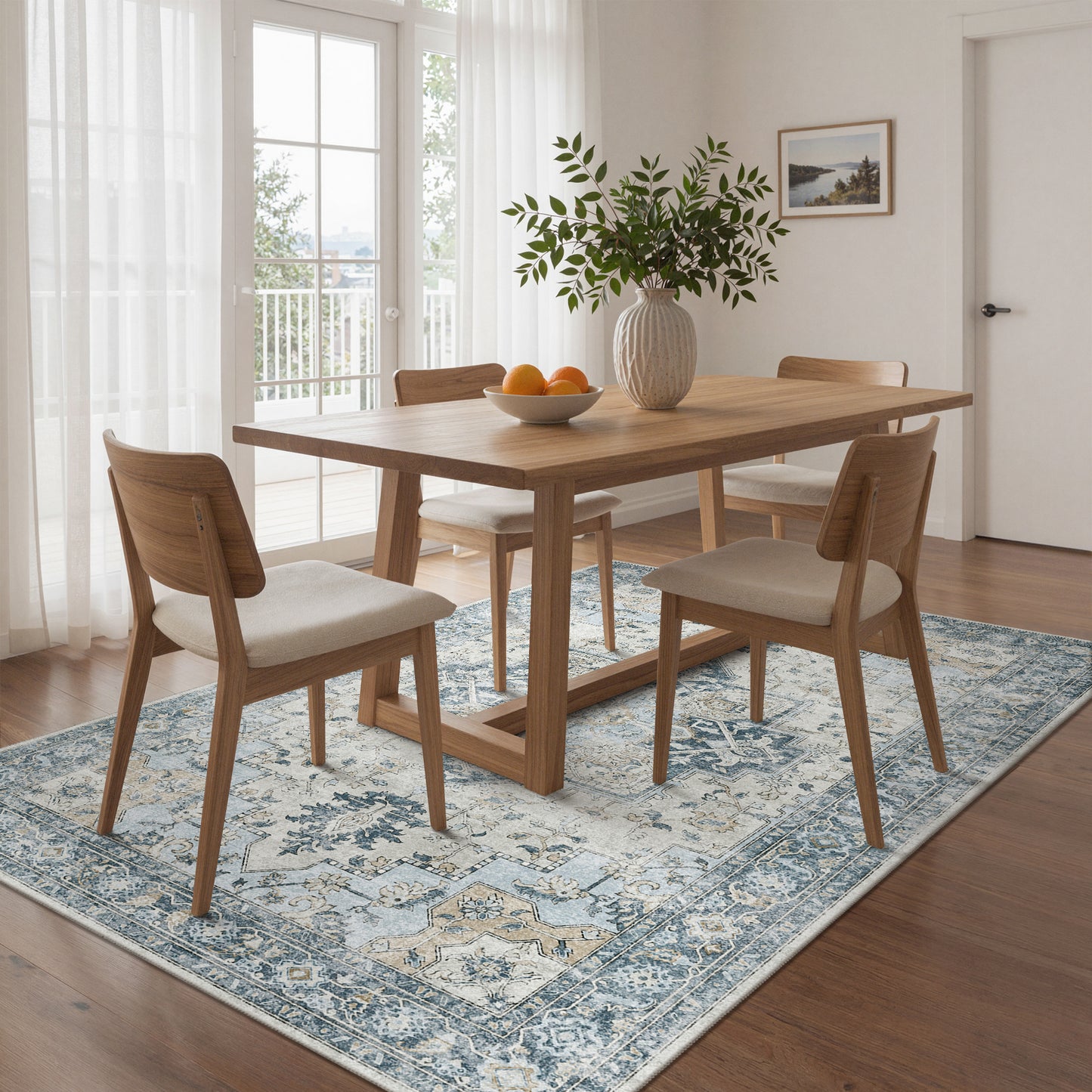 KUETH  Reversible Area Rug with Free Rug Pad, Machine Washable Rug, Dual Pattern Design Rug for Living Room, Bedroom, Entryway, Kitchen, Dining Room