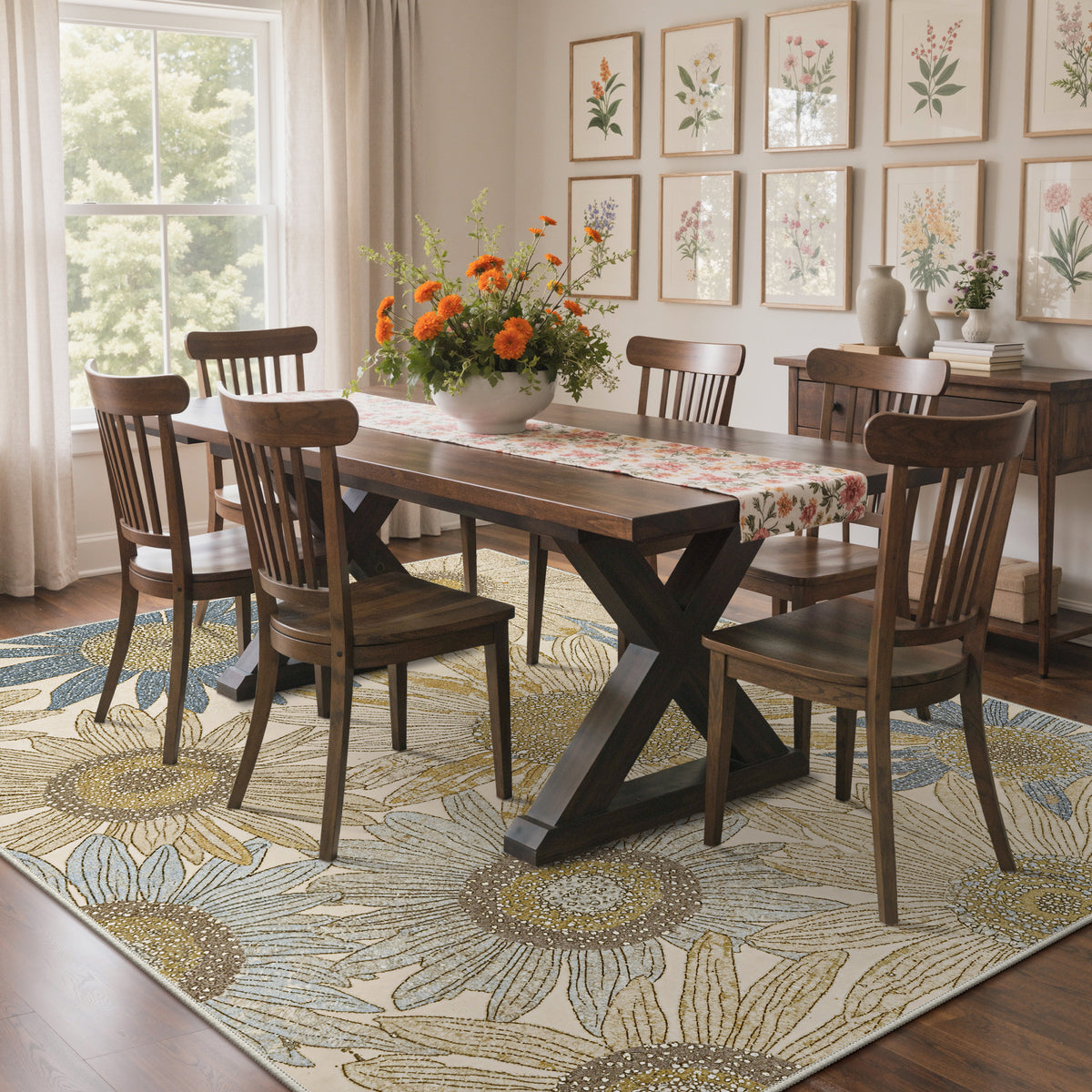 KUETH  Area Rugs Machine Washable Rugs for Living Room, Non Slip Throw Rug with Rubber Backing, Rug for Entryway、Bedroom、Kitchen、Floor and Dining Room