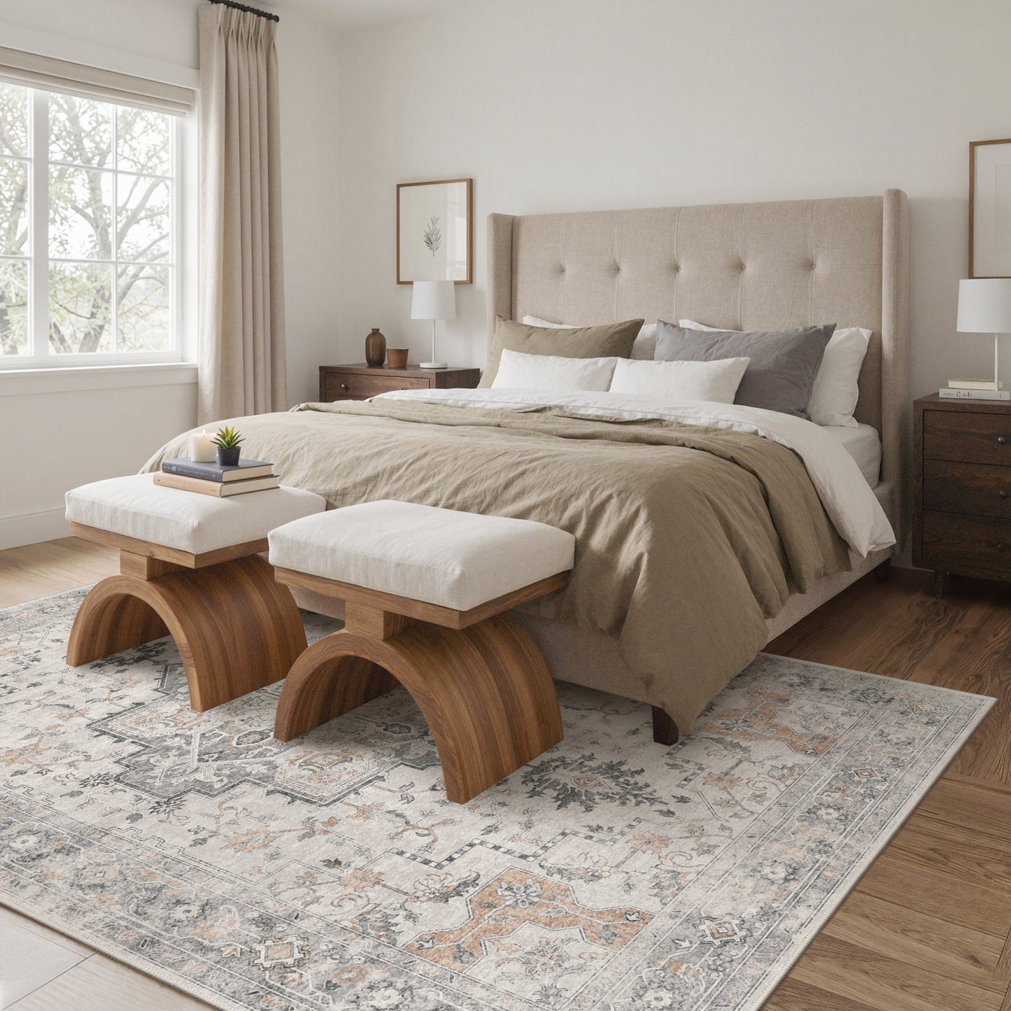 KUETH  Reversible Area Rug with Free Rug Pad, Machine Washable Rug, Dual Pattern Design Rug for Living Room, Bedroom, Entryway, Kitchen, Dining Room