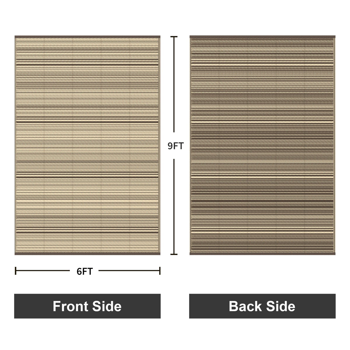 KUETH 6'x 9' Outdoor Waterproof Rug Camping Mat Patio Carpet,COFFEE&BEIGE