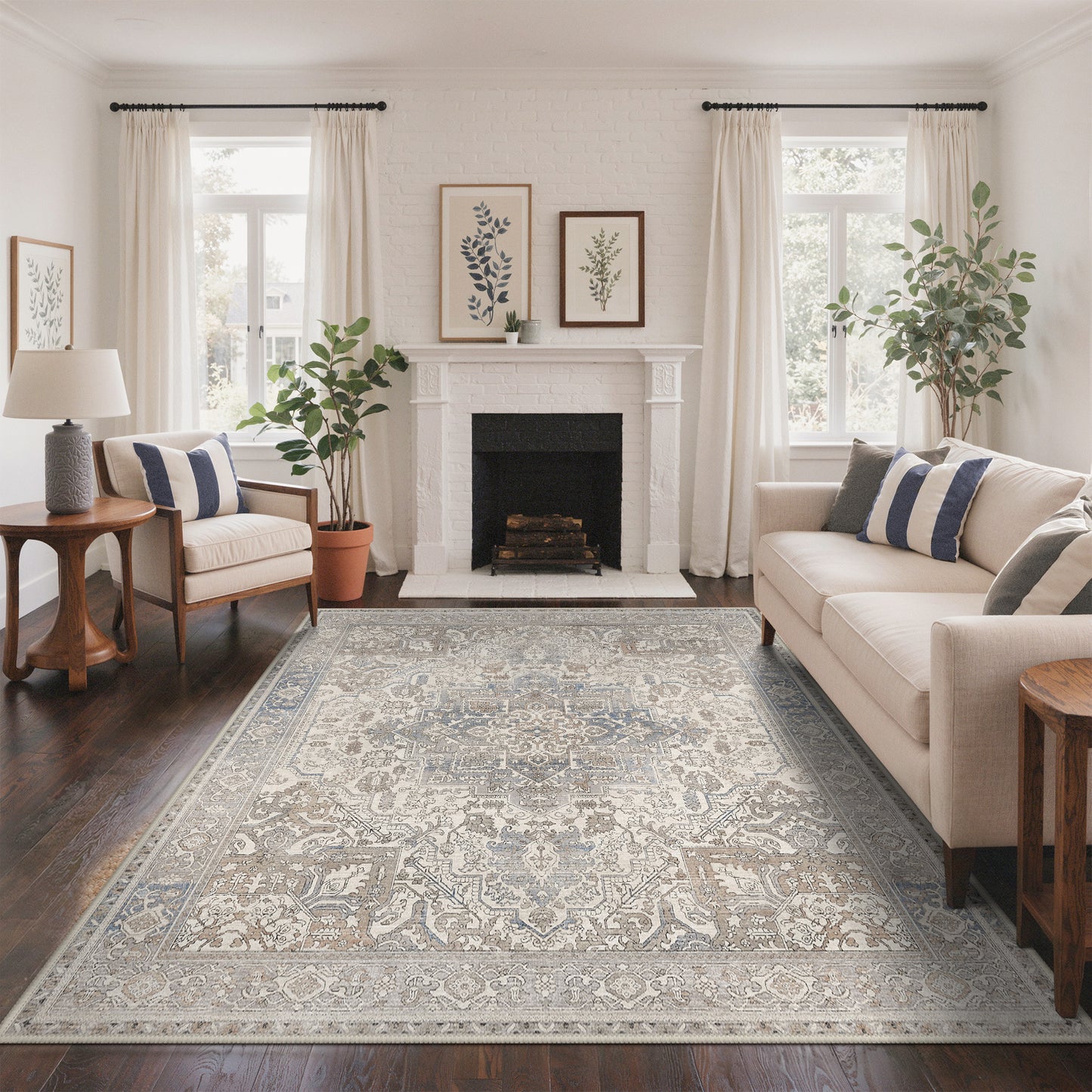 KUETH  Area Rugs Machine Washable Rugs for Living Room, Non Slip Throw Rug with Rubber Backing, Rug for Entryway、Bedroom、Kitchen、Floor and Dining Room