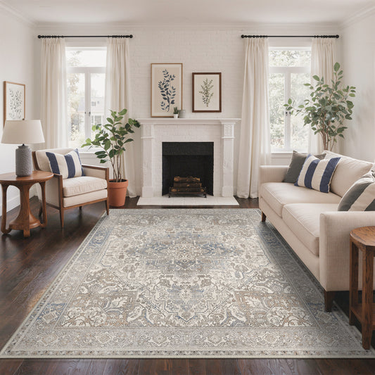 KUETH  Area Rugs Machine Washable Rugs for Living Room, Non Slip Throw Rug with Rubber Backing, Rug for Entryway、Bedroom、Kitchen、Floor and Dining Room
