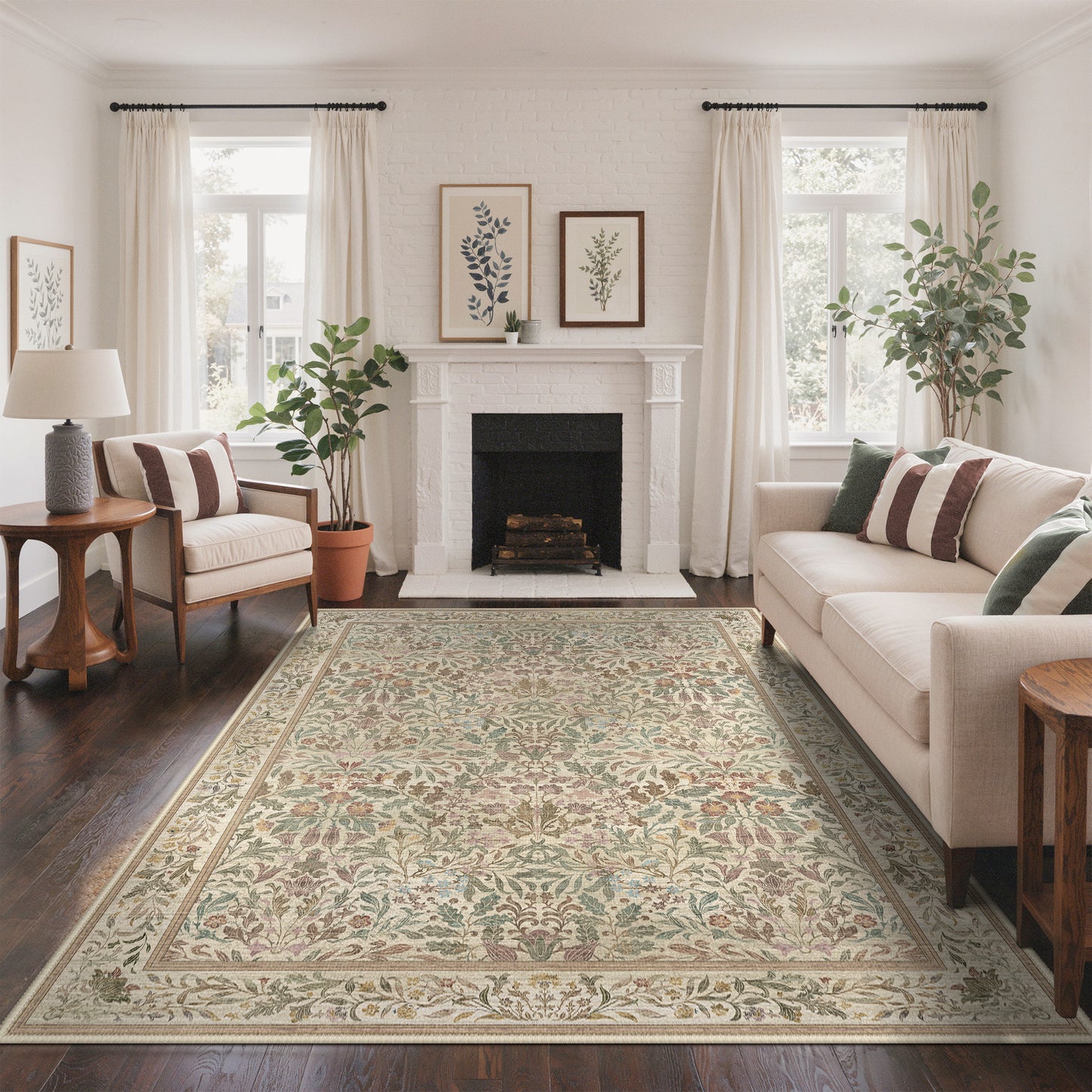 KUETH  Area Rugs Machine Washable Rugs for Living Room, Non Slip Throw Rug with Rubber Backing, Rug for Entryway、Bedroom、Kitchen、Floor and Dining Room