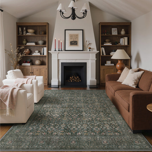 KUETH  Area Rugs Machine Washable Rugs for Living Room, Non Slip Throw Rug with Rubber Backing, Rug for Entryway、Bedroom、Kitchen、Floor and Dining Room