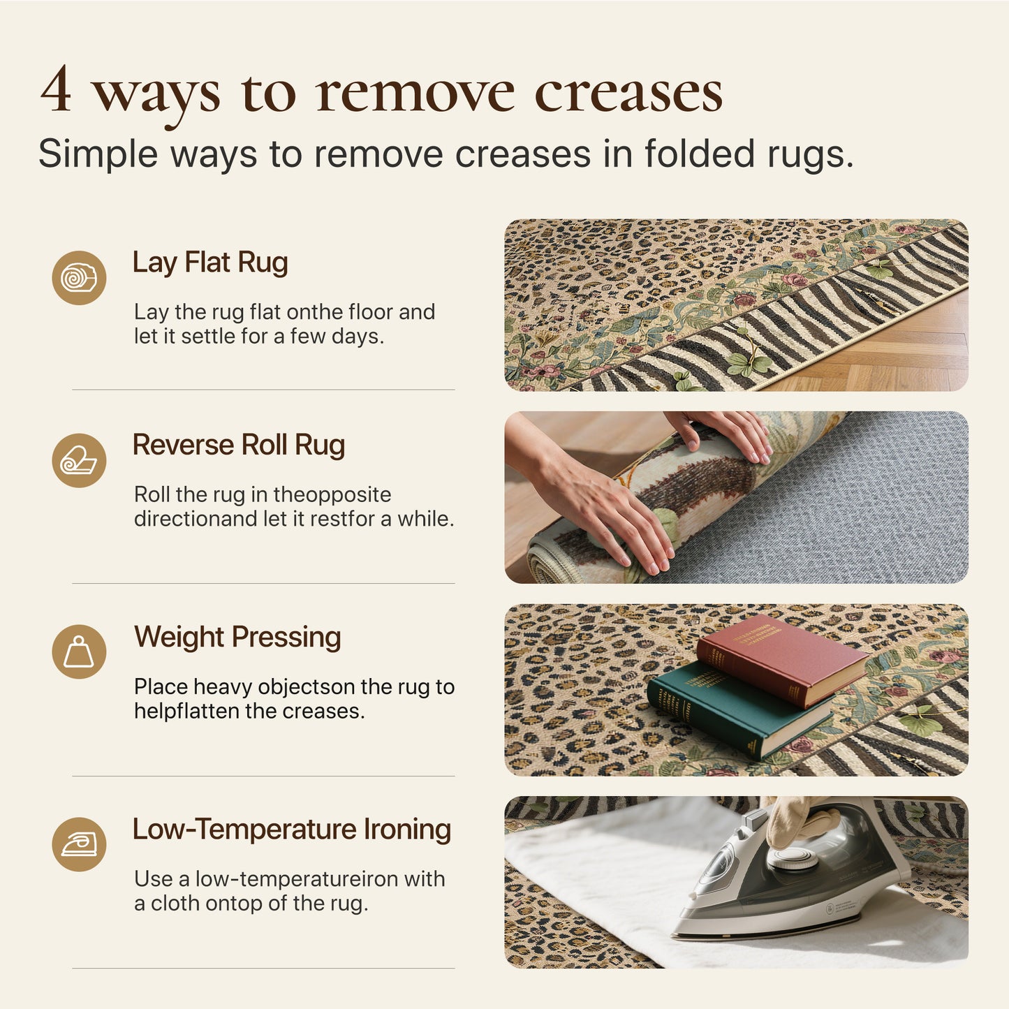 KUETH 8x10 Area Rugs for Living Room Non Slip Low Pile Lightweight Print Pattern, Machine Washable Indoor Rug for Bedroom Home Decor, Leopard Floral, Dusty Camel