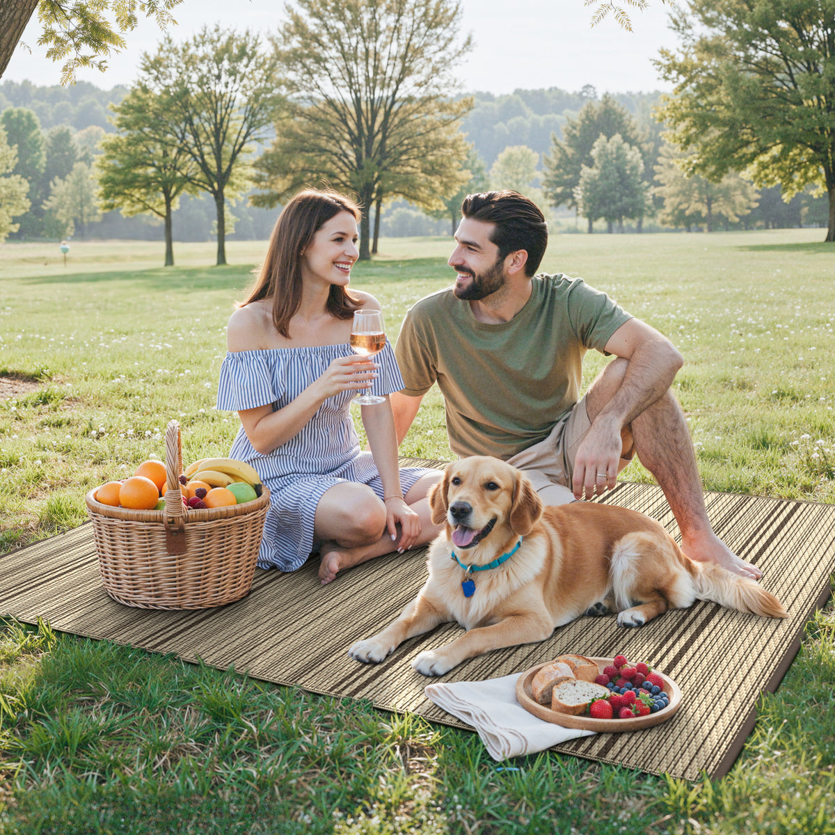 KUETH 5'x 8' Outdoor Waterproof Rug Camping Mat Patio Carpet,COFFEE&BEIGE
