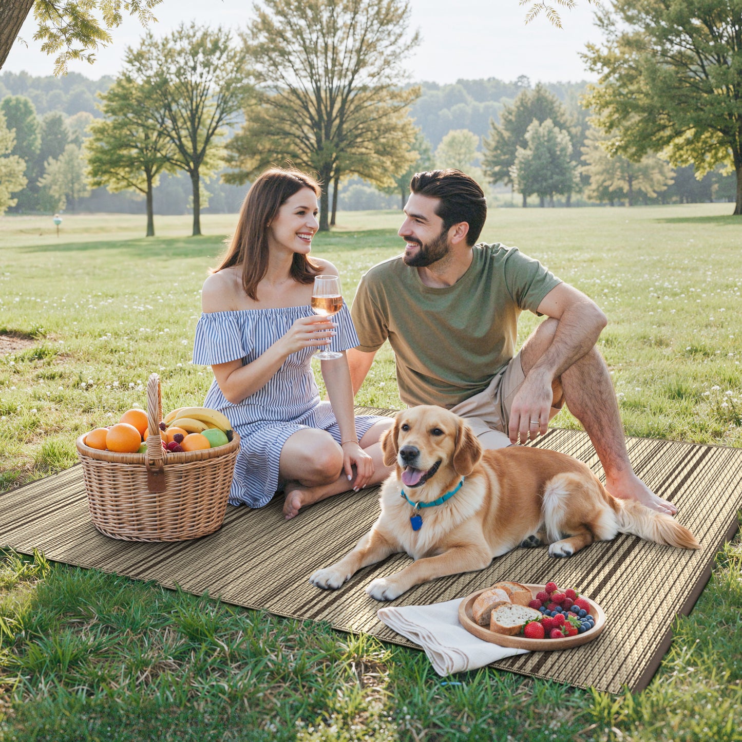 KUETH 6'x 9' Outdoor Waterproof Rug Camping Mat Patio Carpet,COFFEE&BEIGE