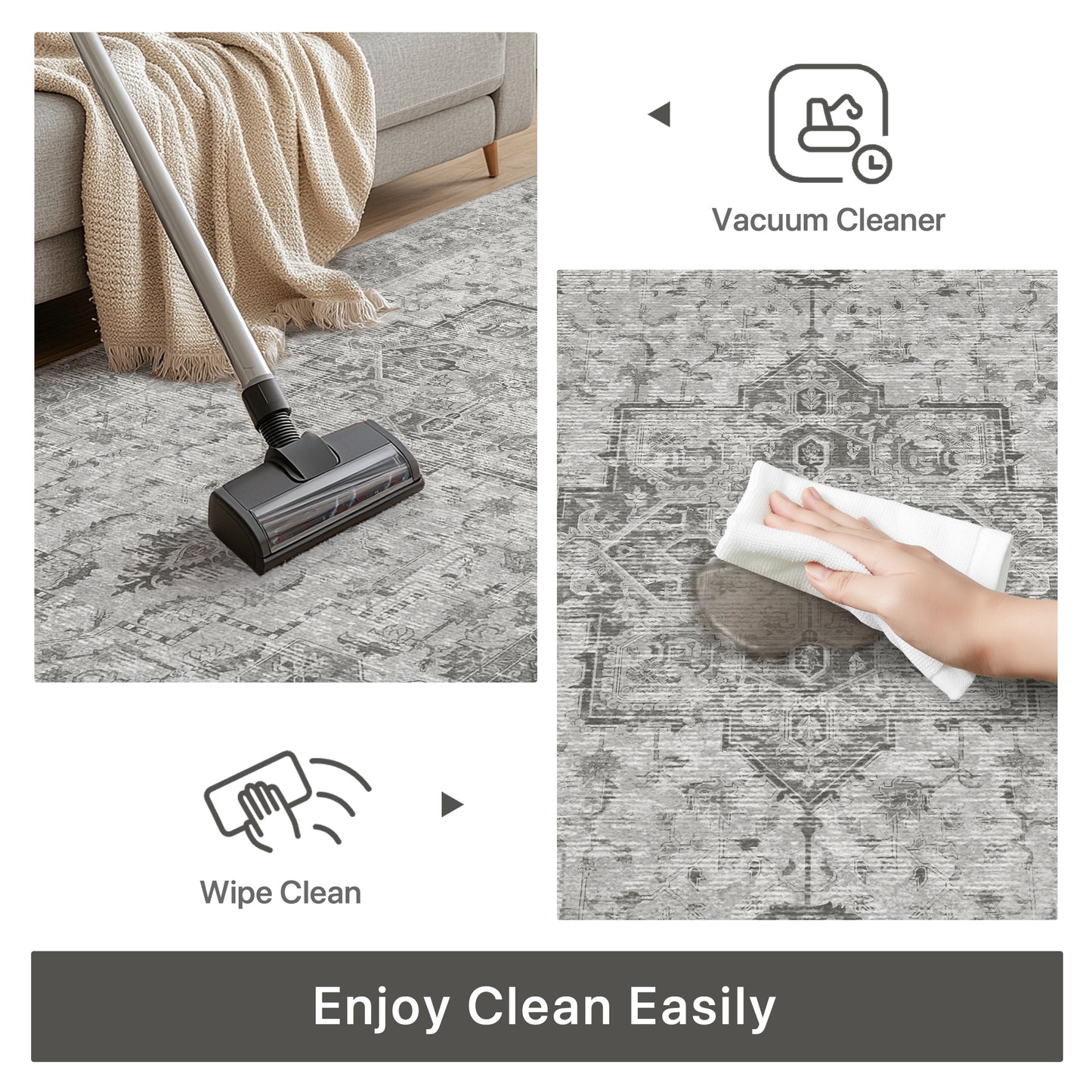 KUETH Kitchen Mats for Floor, Kitchen Rug with Anti Fatigue, Non Slip Washable Kitchen Rug, Set of 2 Kitchen Mat 17"x47"+17"x30", Runner Rug with Waterproof for Bathroon and Bedroom