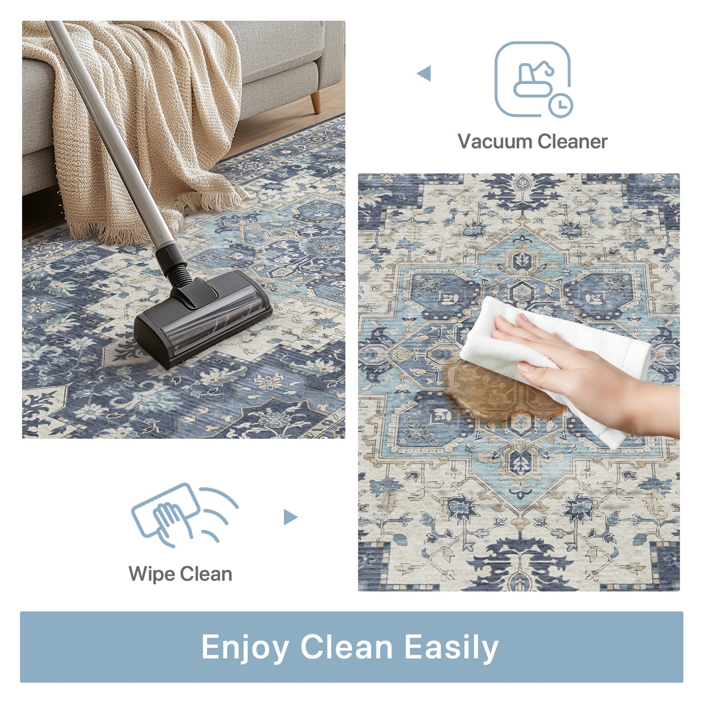 KUETH Kitchen Mats for Floor, Kitchen Rug with Anti Fatigue, Non Slip Washable Kitchen Rug, Set of 2 Kitchen Mat 17"x47"+17"x30", Runner Rug with Waterproof for Bathroon and Bedroom