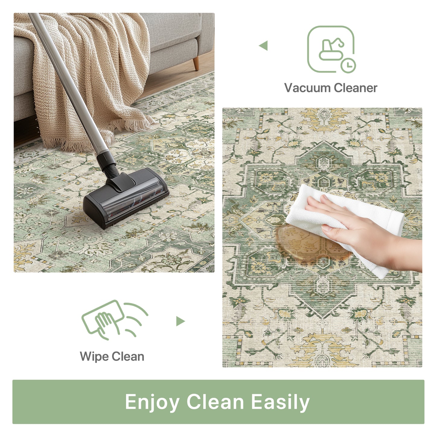 KUETH Kitchen Mats for Floor, Kitchen Rug with Anti Fatigue, Non Slip Washable Kitchen Rug, Set of 2 Kitchen Mat 17"x47"+17"x30", Runner Rug with Waterproof for Bathroon and Bedroom