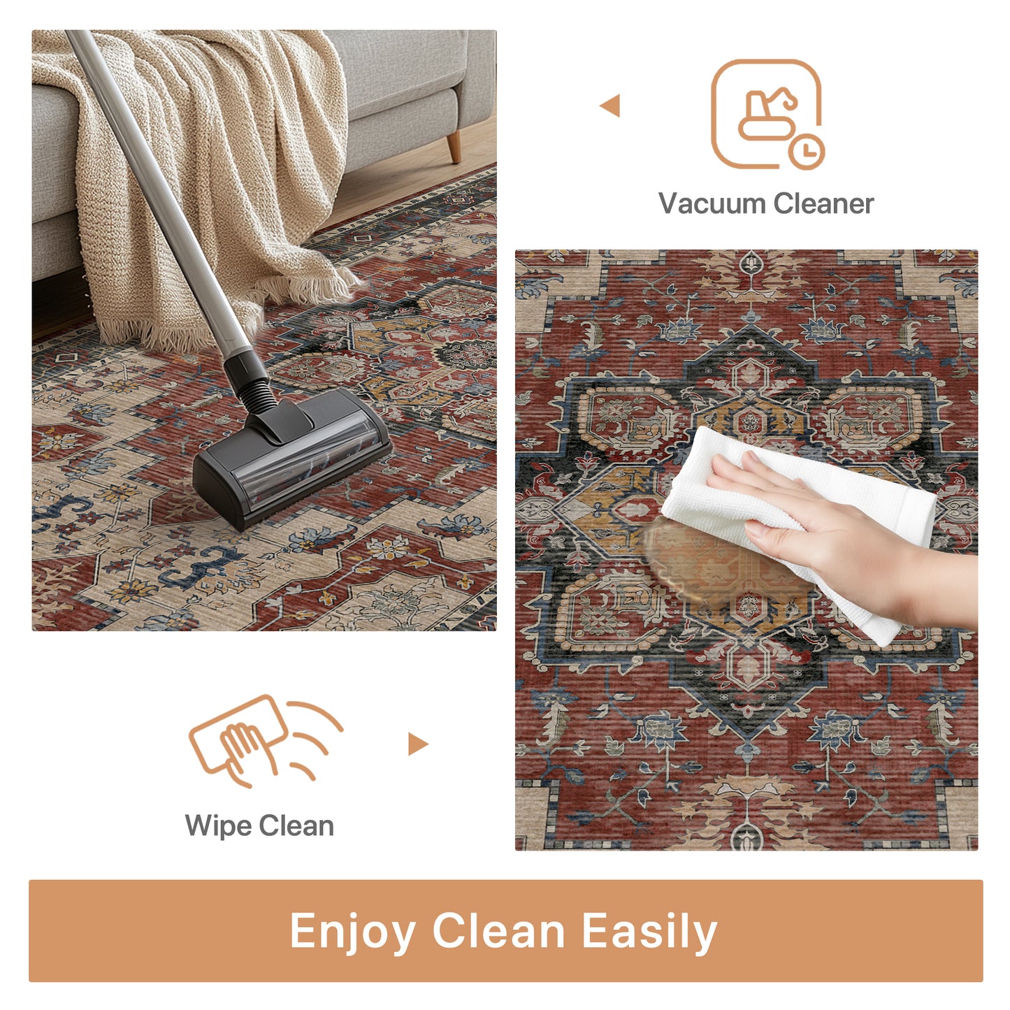 KUETH Kitchen Mats for Floor, Kitchen Rug with Anti Fatigue, Non Slip Washable Kitchen Rug, Set of 2 Kitchen Mat 17"x59"+17"x30", Runner Rug with Waterproof for Bathroon and Bedroom