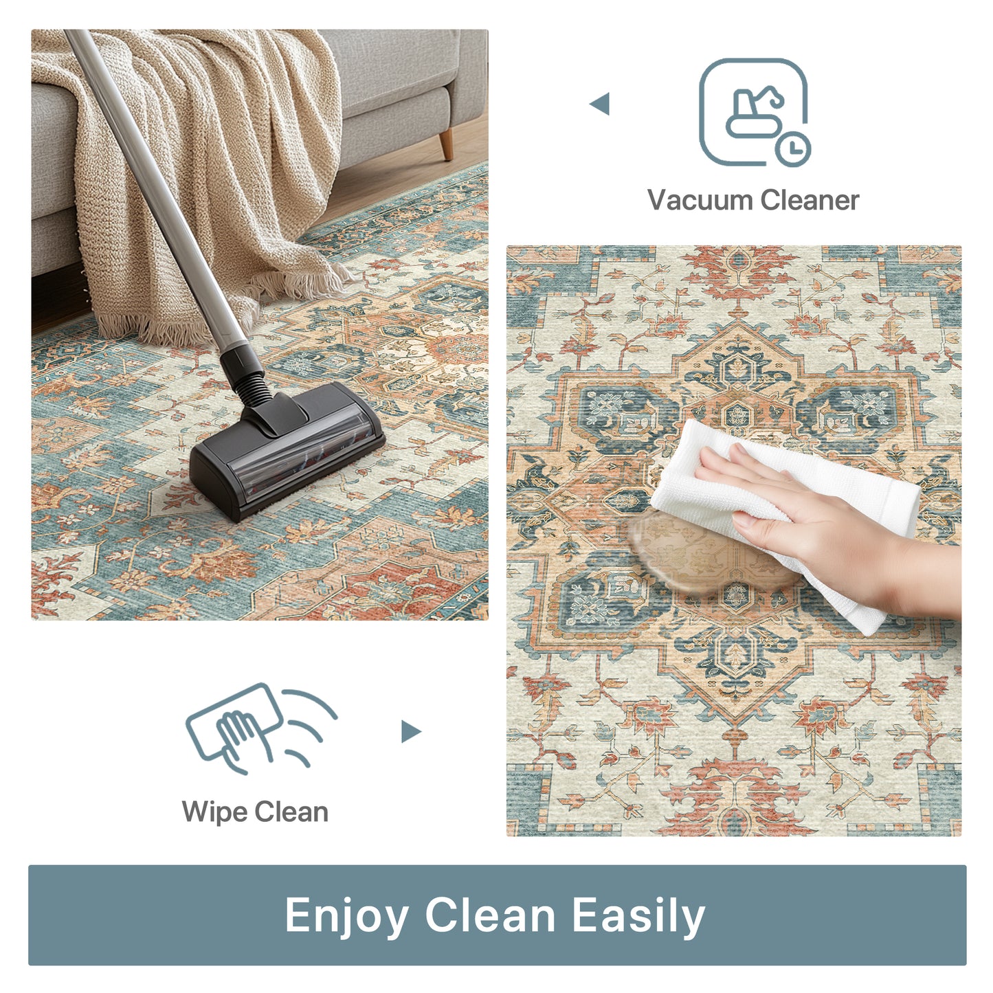 KUETH Kitchen Mats for Floor, Kitchen Rug with Anti Fatigue, Non Slip Washable Kitchen Rug, Set of 2 Kitchen Mat 17"x47"+17"x30", Runner Rug with Waterproof for Bathroon and Bedroom