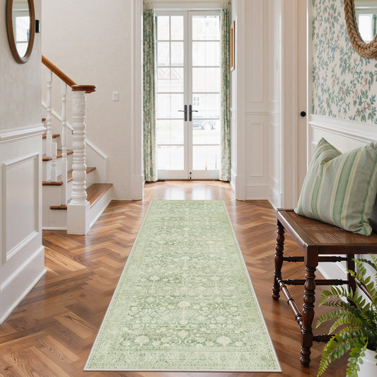 KUETH Non Slip Hallway Runner Rug, Machine Washable Vintage Low Pile Rugs for Living Room, Entryway, Bedroom, Kitchen and Corridor
