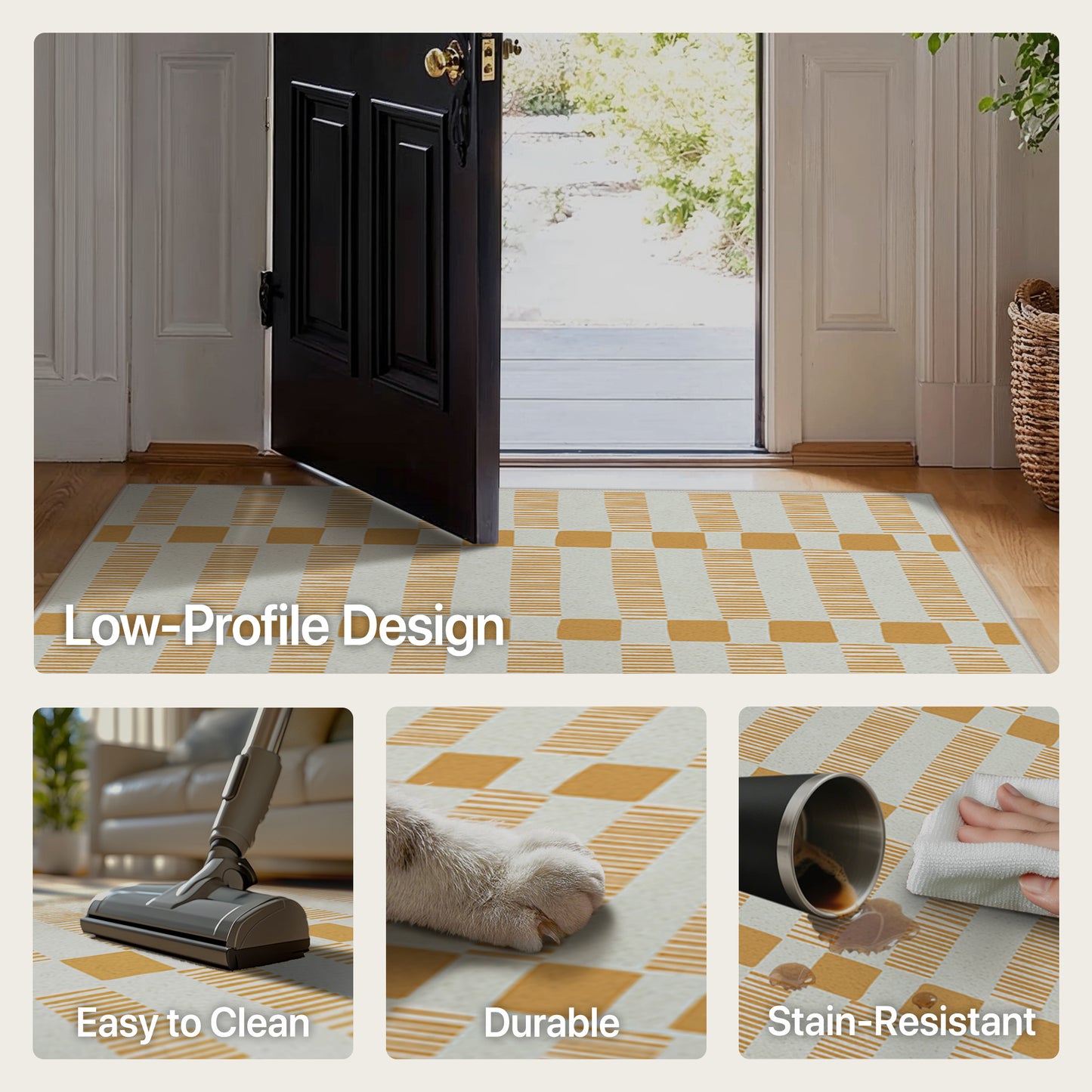KUETH 5X7 Area Rugs Machine Washable Rugs for Living Room, Non Slip Throw Rug with Backing, Rug for Bedroom、Kitchen、Floor and Dining Room