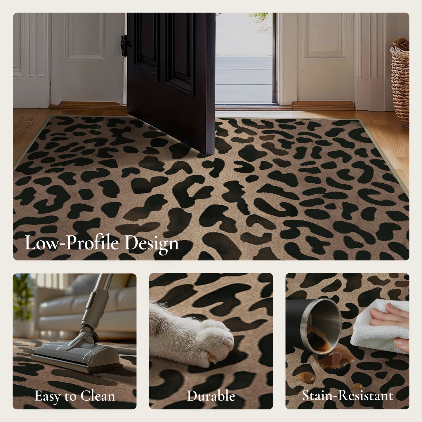 KUETH 5x7 Panthera Area Rugs Machine Washable Rugs for Living Room, Non Slip Flat Pile Rug with Rubber Backing, Modern Rug for Entryway Bedroom Dining Room Home Office