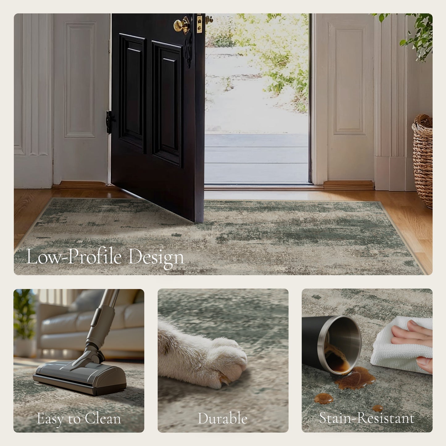 KUETH Area Rug 2×3 for Hallway Kitchen Indoor, Machine Washable Rug, Area Rugs for Living Room，Abstract Soft Area Rug, Non-Slip Rug, Bedroom, Kitchen, Dinning Room
