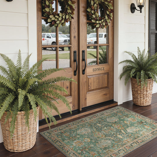 KUETH  Area Rugs Machine Washable Rugs for Living Room, Non Slip Throw Rug with Rubber Backing, Rug for Entryway、Bedroom、Kitchen、Floor and Dining Room