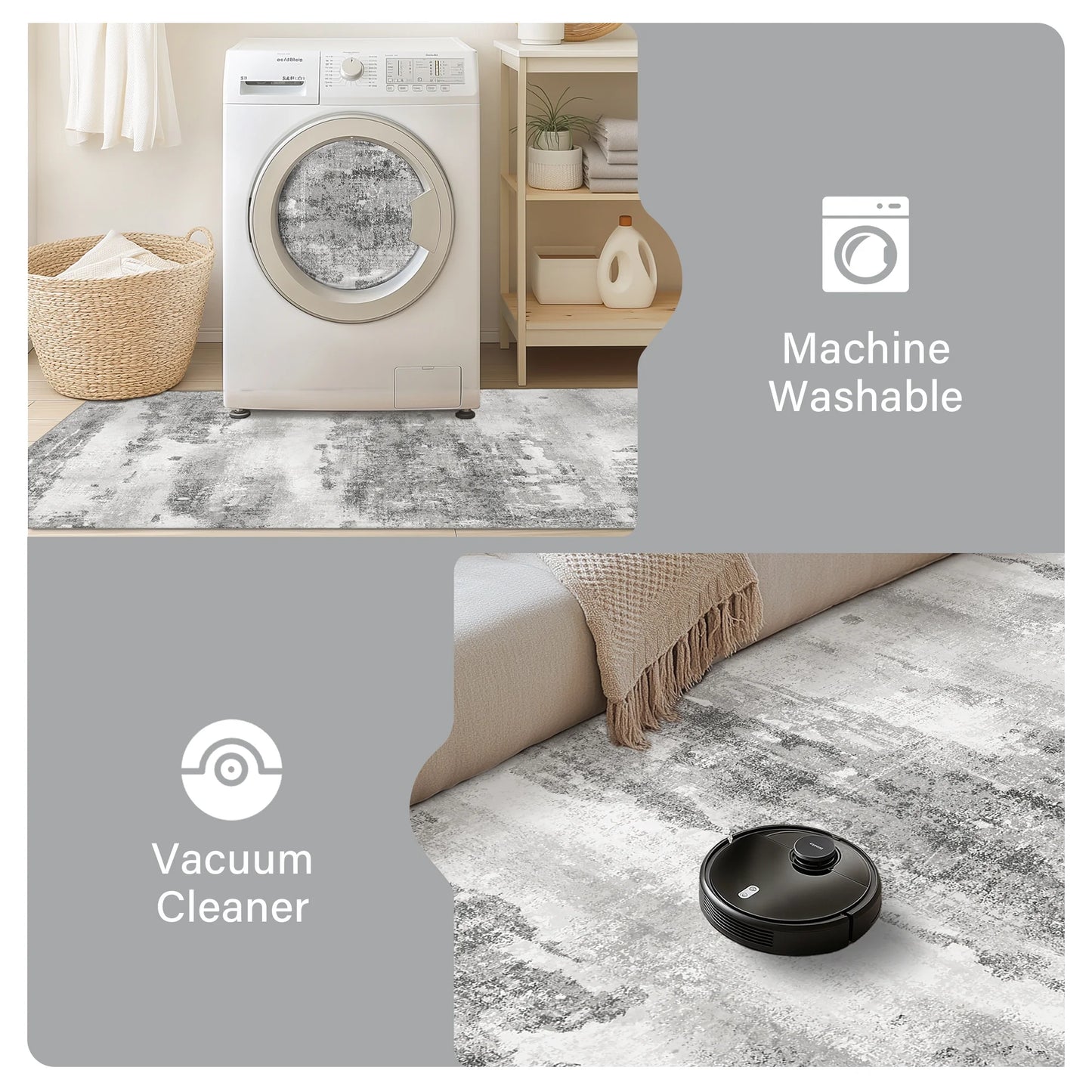KUETH 6x9 Area Rugs for Living Room Bedroom, Machine Washable Stain Resistant Non-Shed Carpet, Low Pile Mat with Non Slip Backing
