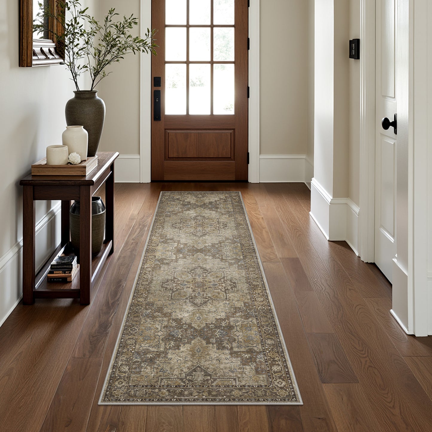 KUETH  Runner Rug Machine Washable, Kitchen Runner Rug for Floor and Hallway, Non Slip Throw Area Rug with Rubber Backing for Living Room、 Entryway、Bedroom and Dining Room