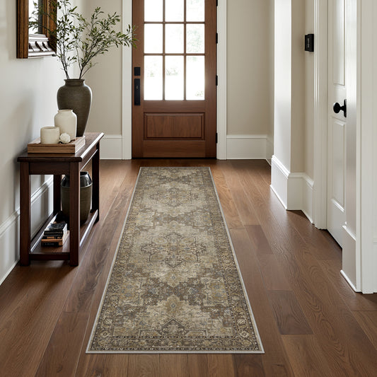KUETH  Runner Rug Machine Washable, Kitchen Runner Rug for Floor and Hallway, Non Slip Throw Area Rug with Rubber Backing for Living Room、 Entryway、Bedroom and Dining Room