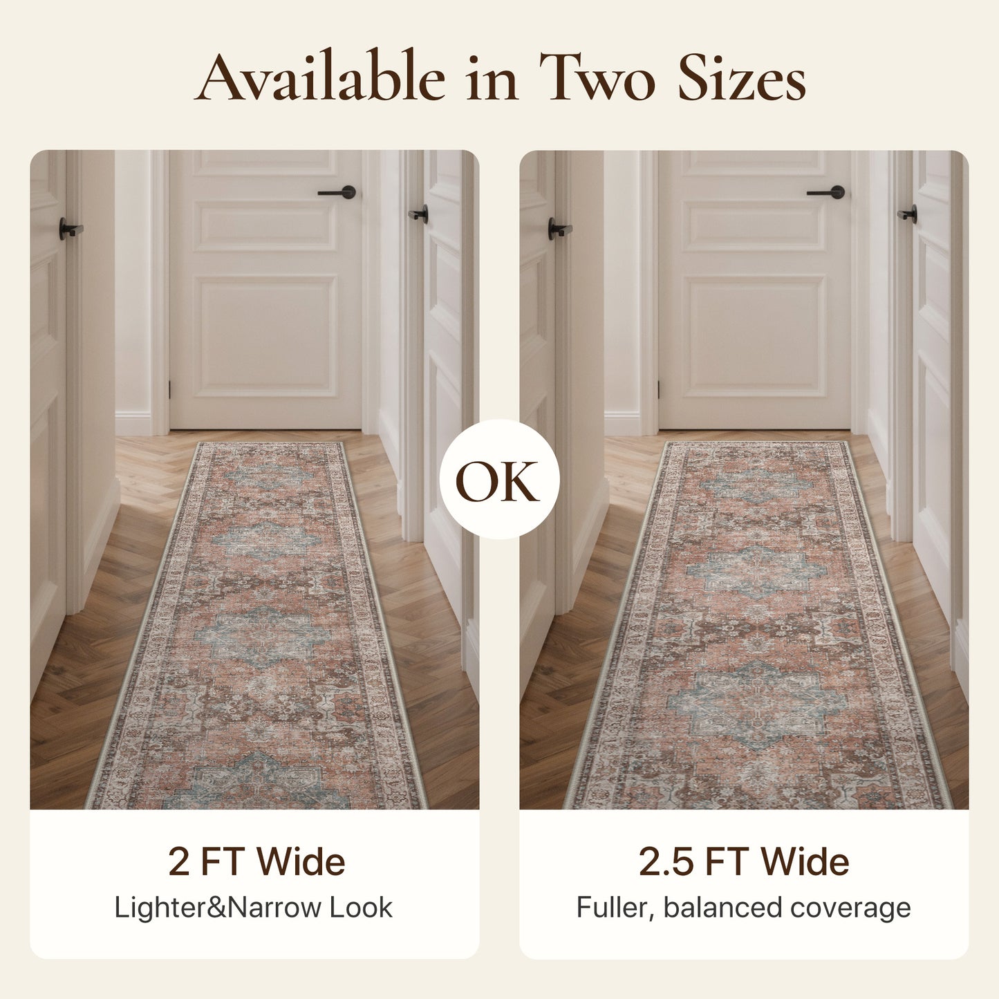 KUETH 8X10 Vintage Area Rugs Machine Washable Rugs for Living Room, Non Slip Flat Pile Rug with Rubber Backing, Persian Rug for Entryway Bedroom Dining Room Home Office