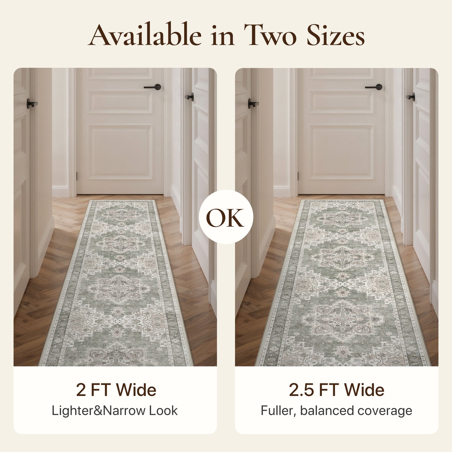 KUETH 8X10 Vintage Area Rugs Machine Washable Rugs for Living Room, Non Slip Flat Pile Rug with Rubber Backing, Persian Rug for Entryway Bedroom Dining Room Home Office