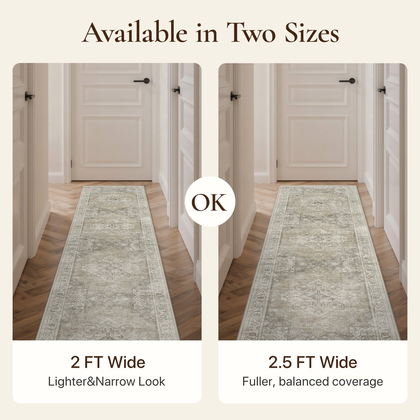 KUETH 8X10 Vintage Area Rugs Machine Washable Rugs for Living Room, Non Slip Flat Pile Rug with Rubber Backing, Persian Rug for Entryway Bedroom Dining Room Home Office