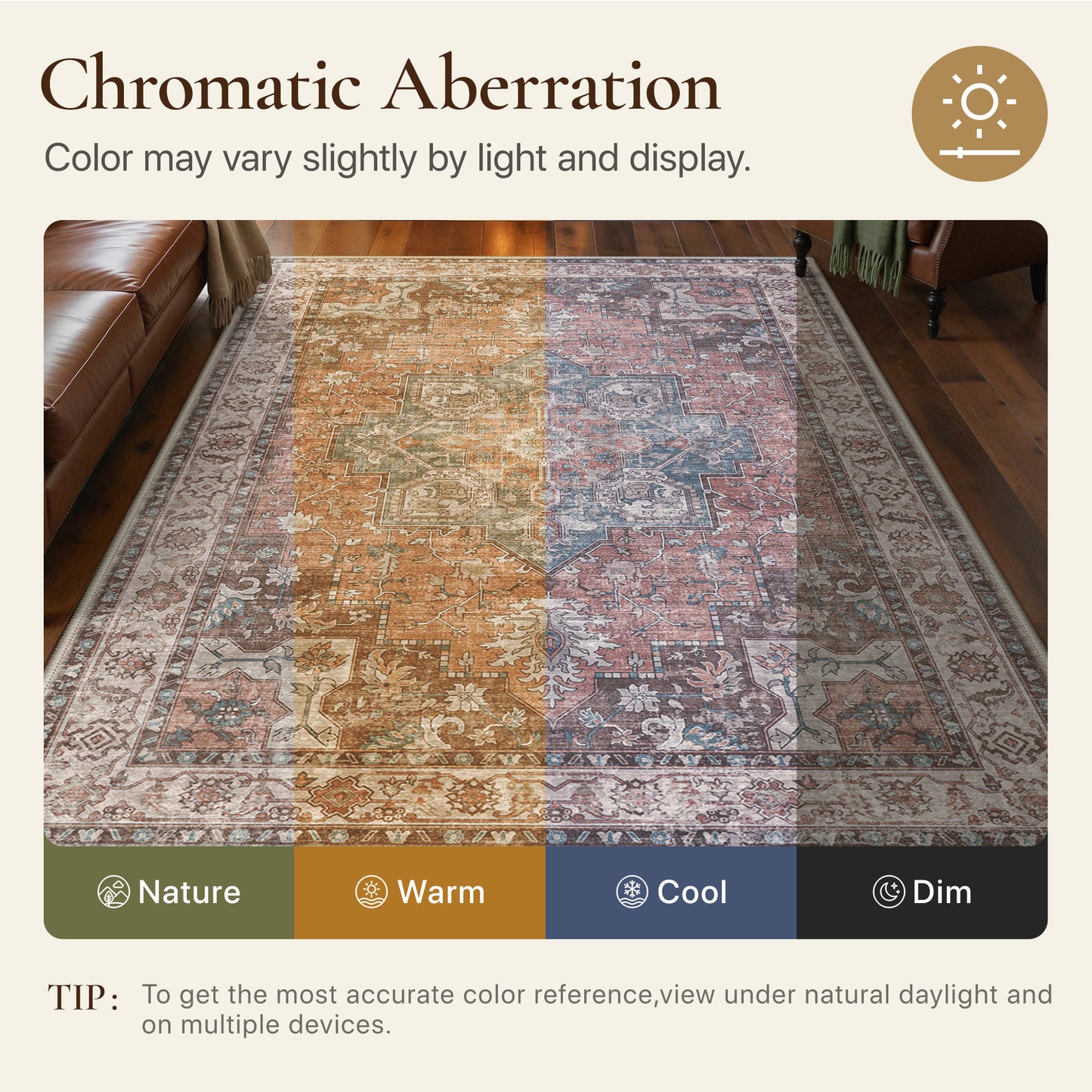 KUETH 8X10 Vintage Area Rugs Machine Washable Rugs for Living Room, Non Slip Flat Pile Rug with Rubber Backing, Persian Rug for Entryway Bedroom Dining Room Home Office
