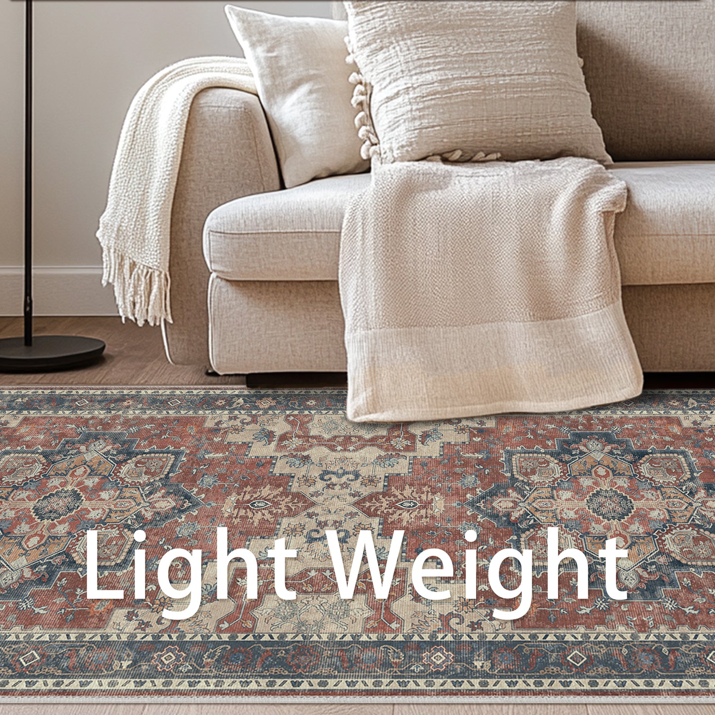 KUETH  Area Rugs Machine Washable Rugs for Living Room, Non Slip Throw Rug with Rubber Backing, Rug for Entryway、Bedroom、Kitchen、Floor and Dining Room