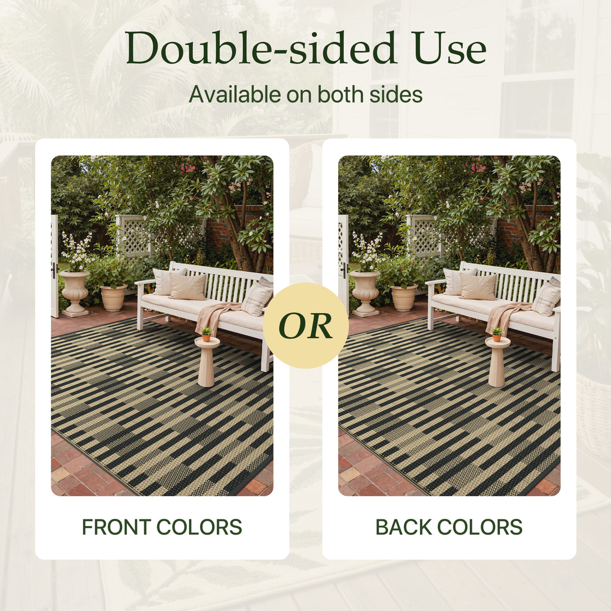 KUETH 6'x 9' Black and Beige Outdoor Plastic Rug Foldable Waterproof UV Resistant Reversible Outdoor Patio Geometric RV Deck Camping Rug