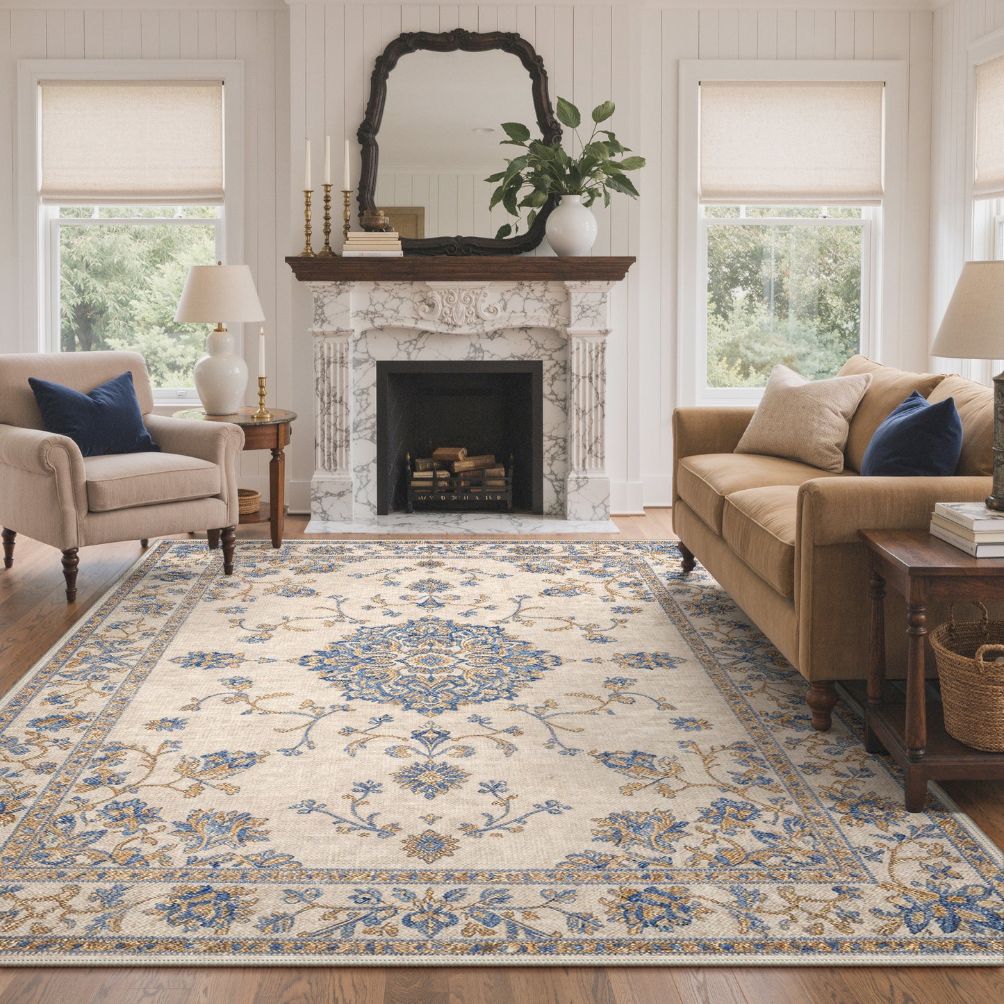 KUETH  Area Rugs Machine Washable Rugs for Living Room, Non Slip Throw Rug with Rubber Backing, Rug for Entryway、Bedroom、Kitchen、Floor and Dining Room