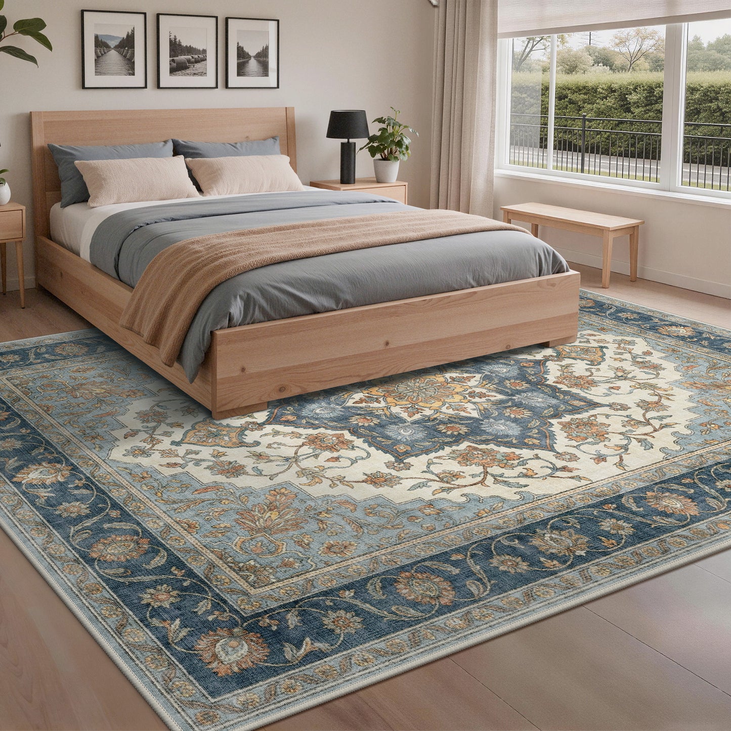 KUETH  Area Rugs Machine Washable Rugs for Living Room, Non Slip Throw Rug with Rubber Backing, Rug for Entryway、Bedroom、Kitchen、Floor and Dining Room