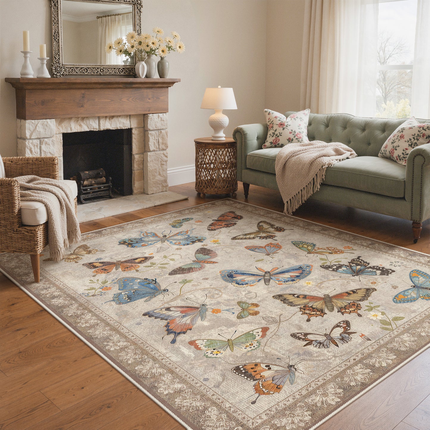 KUETH  Area Rugs Machine Washable Rugs for Living Room, Non Slip Throw Rug with Rubber Backing, Rug for Entryway、Bedroom、Kitchen、Floor and Dining Room（副本）