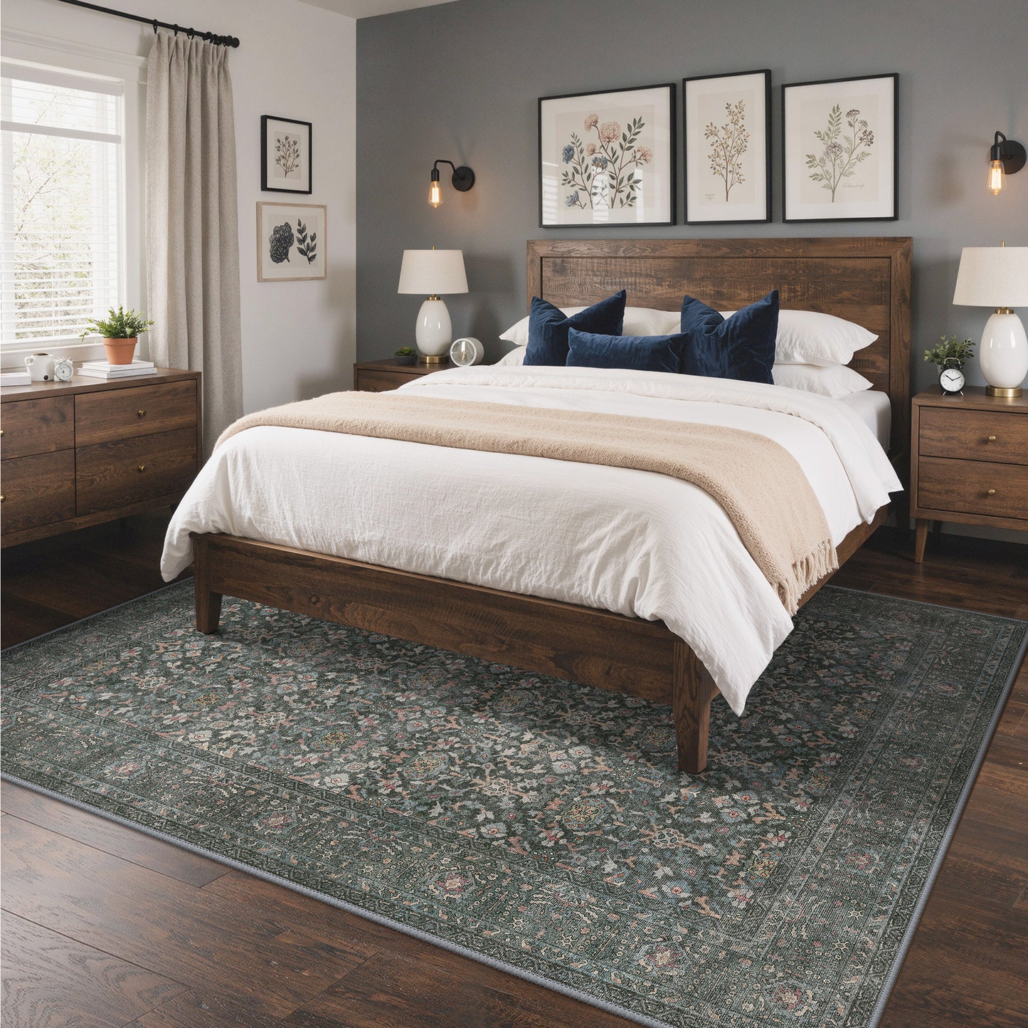 KUETH  Area Rugs Machine Washable Rugs for Living Room, Non Slip Throw Rug with Rubber Backing, Rug for Entryway、Bedroom、Kitchen、Floor and Dining Room