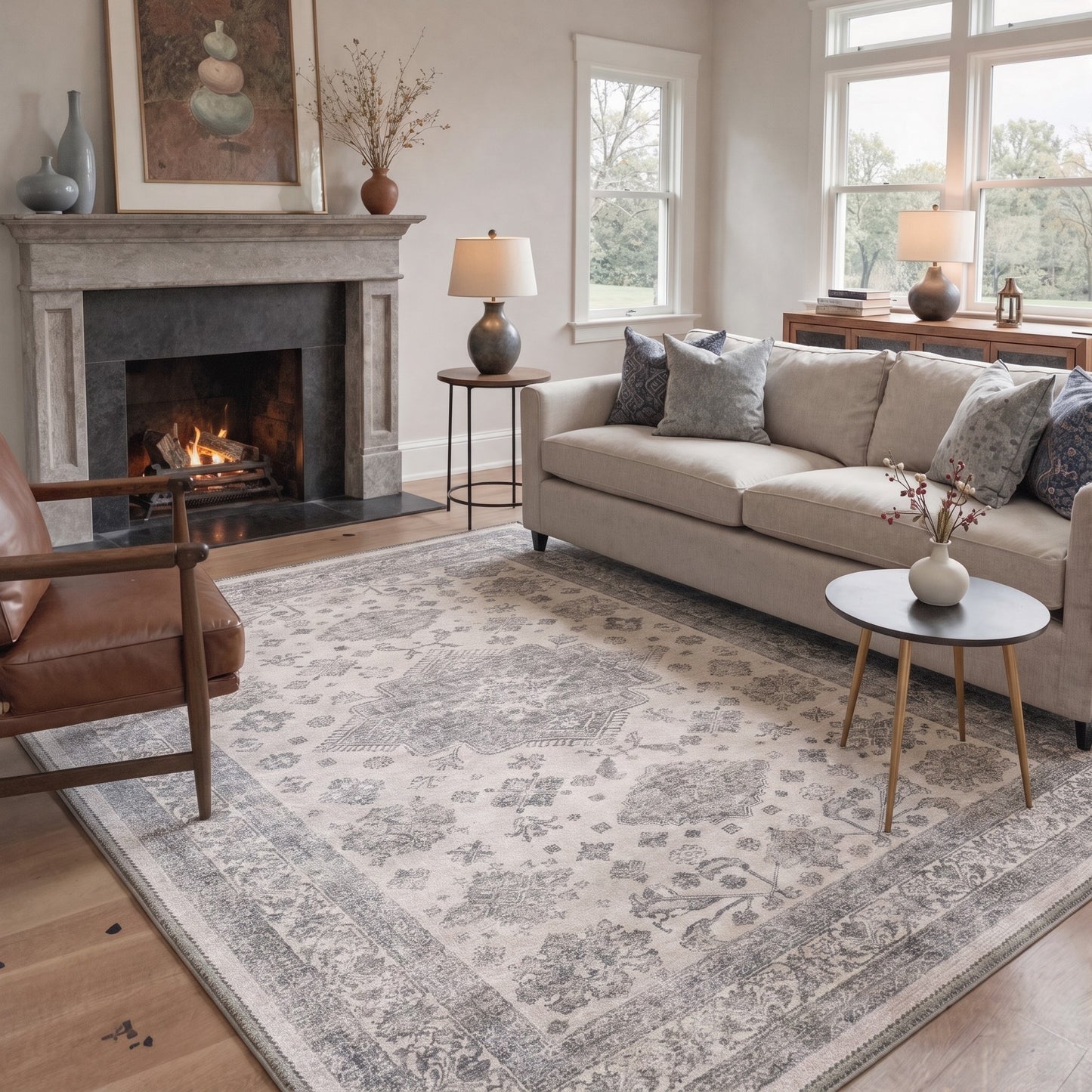 KUETH  Area Rugs Machine Washable Rugs for Living Room, Non Slip Throw Rug with Rubber Backing, Rug for Entryway、Bedroom、Kitchen、Floor and Dining Room