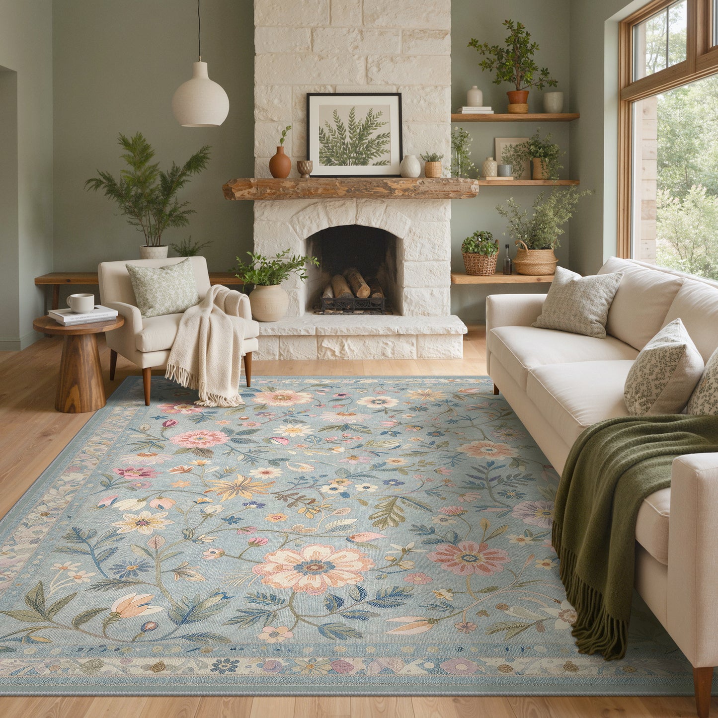 KUETH  Area Rugs Machine Washable Rugs for Living Room, Non Slip Throw Rug with Rubber Backing, Rug for Entryway、Bedroom、Kitchen、Floor and Dining Room