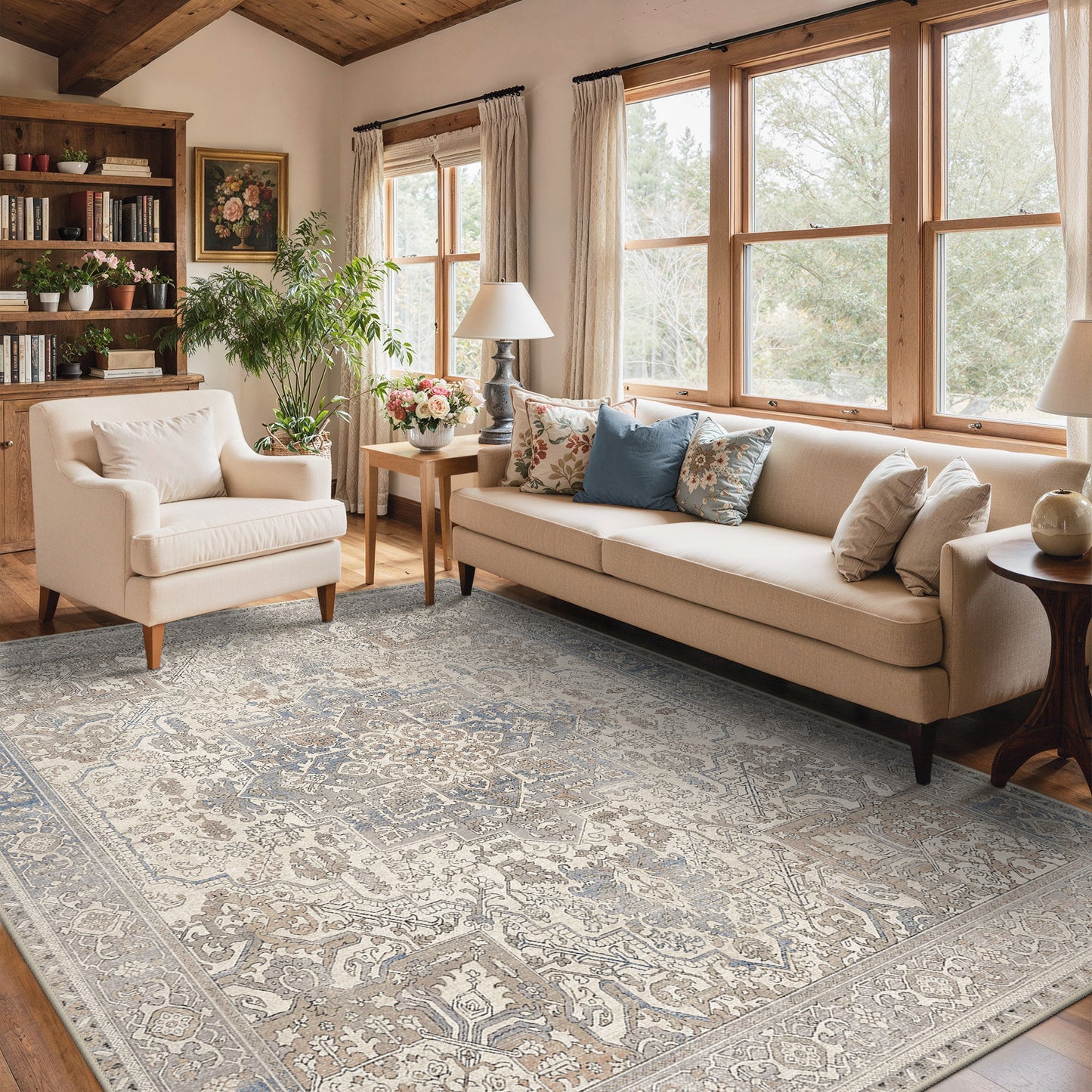 KUETH  Area Rugs Machine Washable Rugs for Living Room, Non Slip Throw Rug with Rubber Backing, Rug for Entryway、Bedroom、Kitchen、Floor and Dining Room