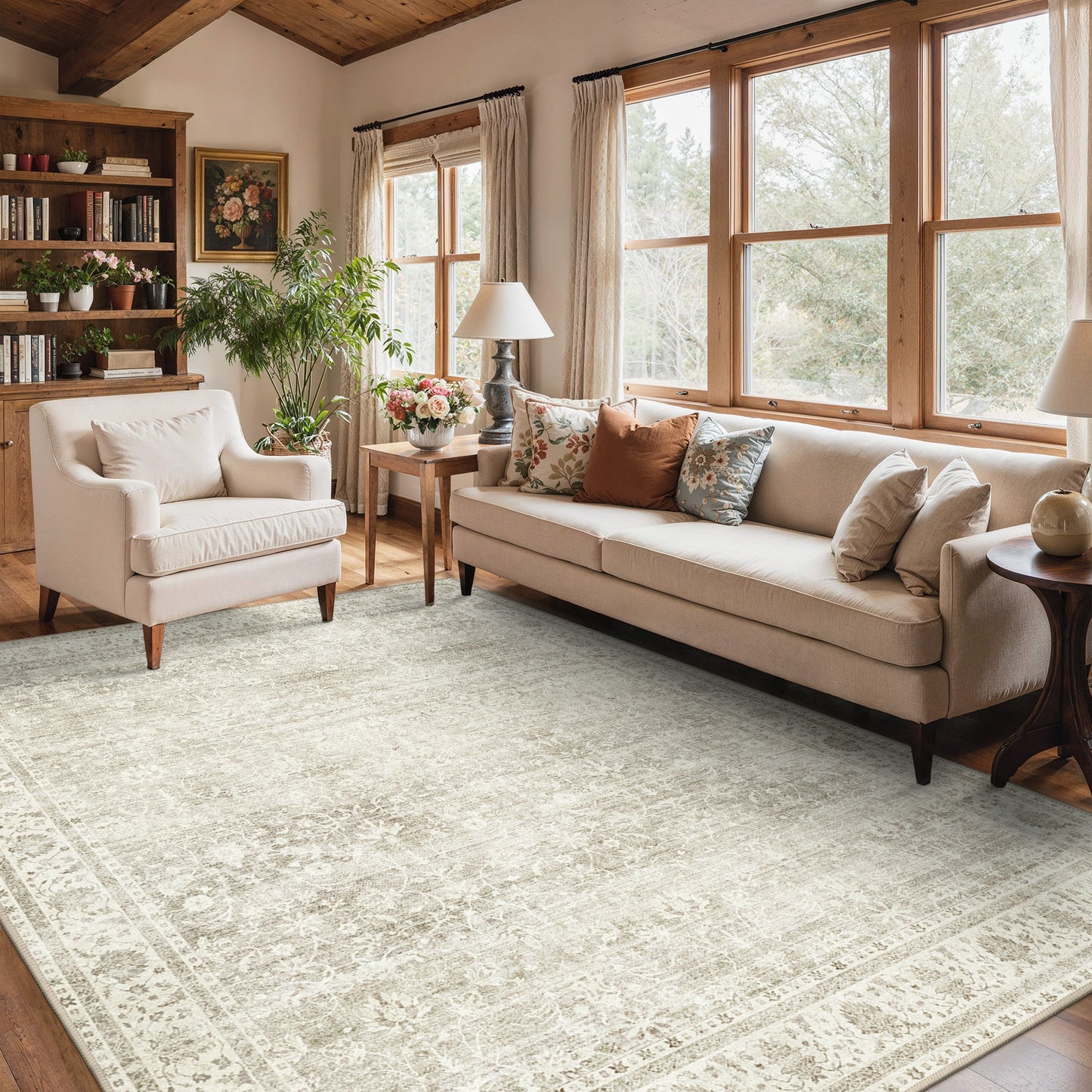 KUETH  Area Rugs Machine Washable Rugs for Living Room, Non Slip Throw Rug with Rubber Backing, Rug for Entryway、Bedroom、Kitchen、Floor and Dining Room