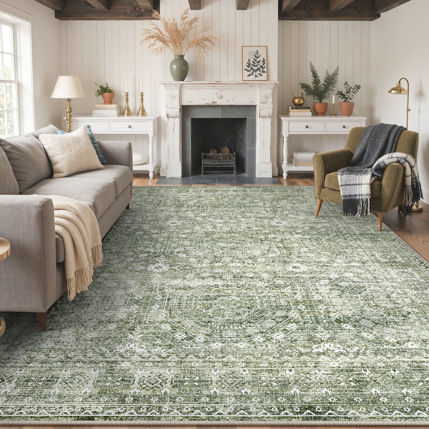 KUETH  Area Rugs Machine Washable Rugs for Living Room, Non Slip Throw Rug with Rubber Backing, Rug for Entryway、Bedroom、Kitchen、Floor and Dining Room