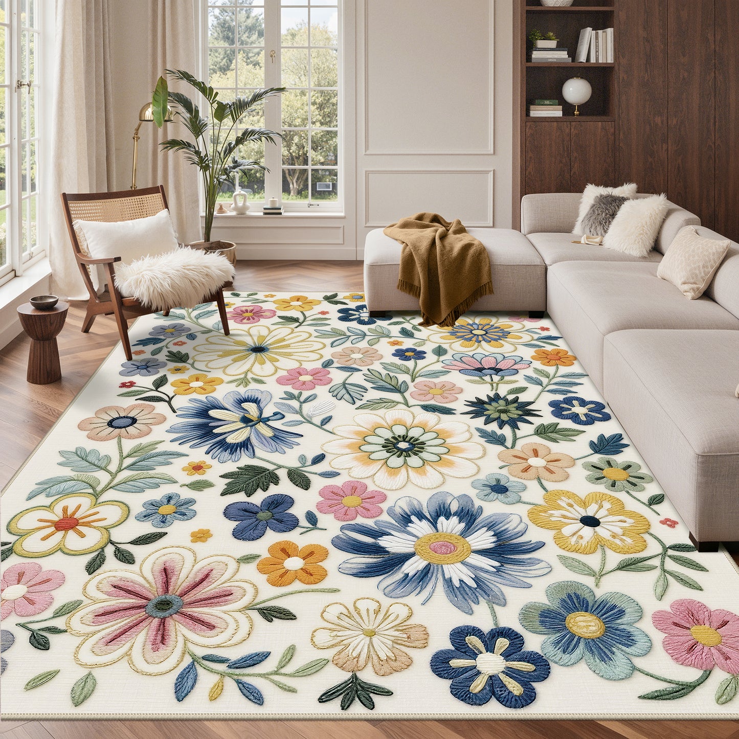 KUETH  Area Rugs Machine Washable Rugs for Living Room, Non Slip Throw Rug with Rubber Backing, Rug for Entryway、Bedroom、Kitchen、Floor and Dining Room