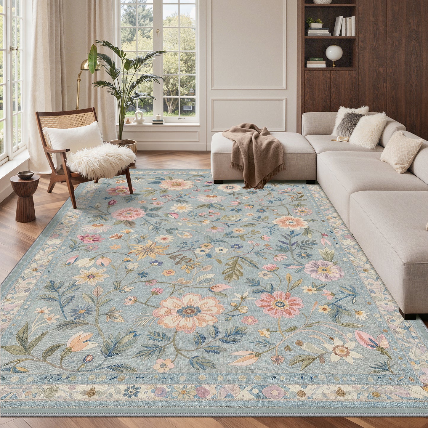 KUETH  Area Rugs Machine Washable Rugs for Living Room, Non Slip Throw Rug with Rubber Backing, Rug for Entryway、Bedroom、Kitchen、Floor and Dining Room