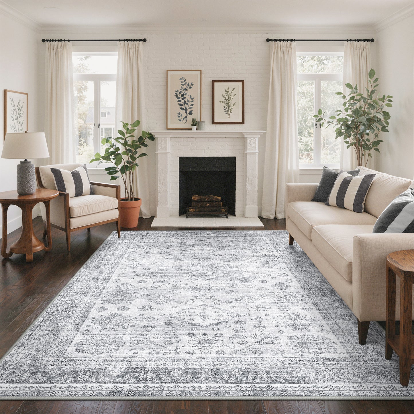 KUETH  Area Rugs Machine Washable Rugs for Living Room, Non Slip Throw Rug with Rubber Backing, Rug for Entryway、Bedroom、Kitchen、Floor and Dining Room