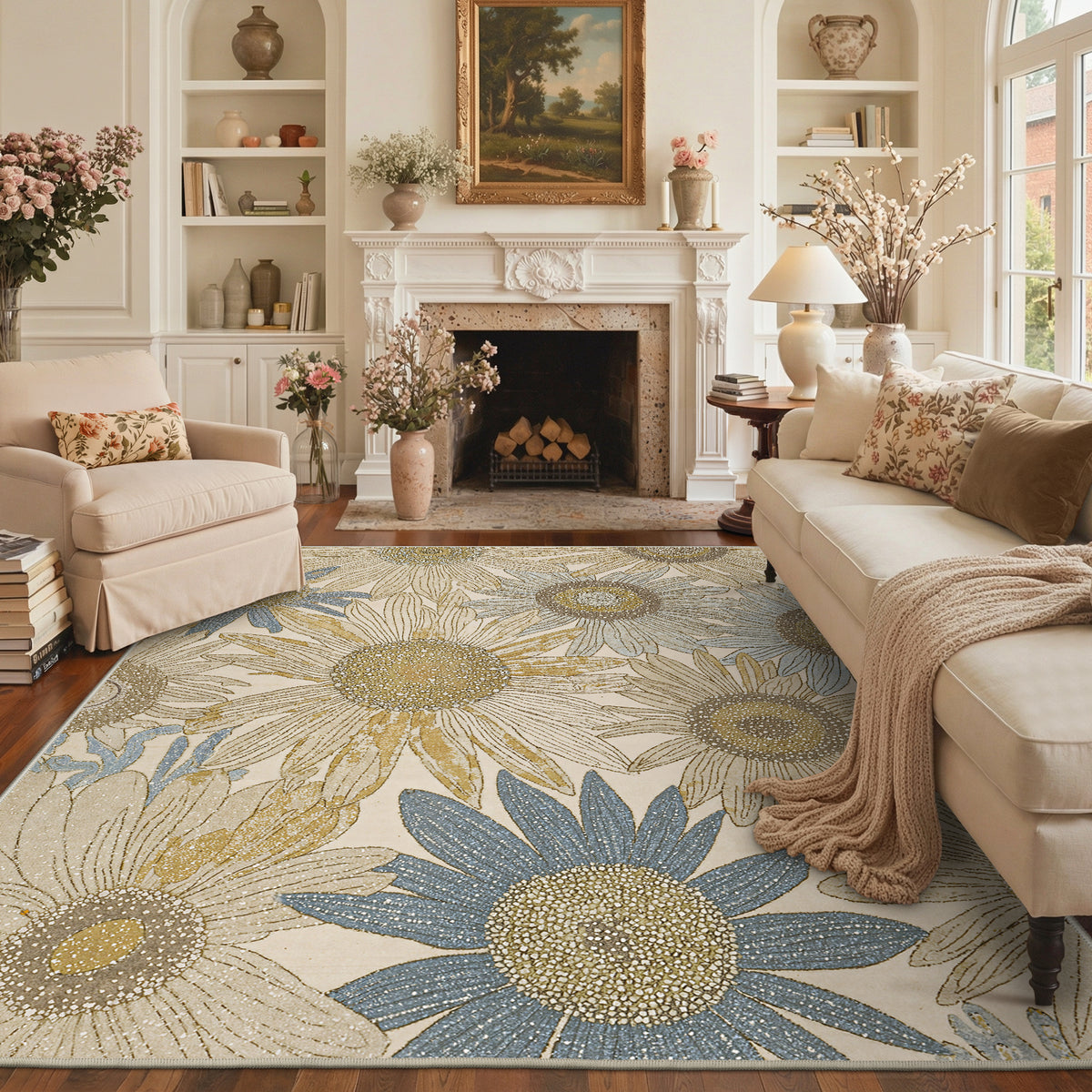 KUETH  Area Rugs Machine Washable Rugs for Living Room, Non Slip Throw Rug with Rubber Backing, Rug for Entryway、Bedroom、Kitchen、Floor and Dining Room