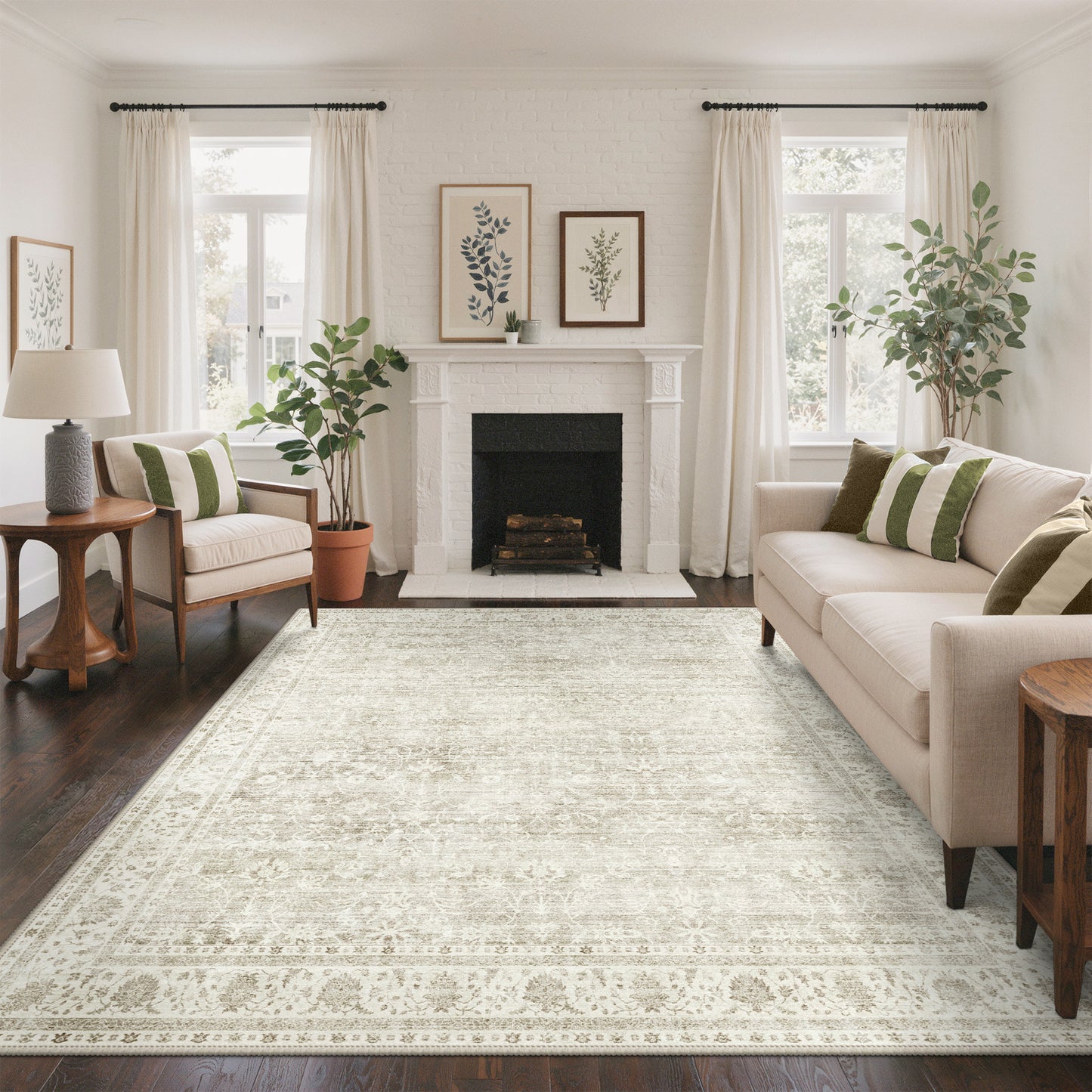 KUETH  Area Rugs Machine Washable Rugs for Living Room, Non Slip Throw Rug with Rubber Backing, Rug for Entryway、Bedroom、Kitchen、Floor and Dining Room