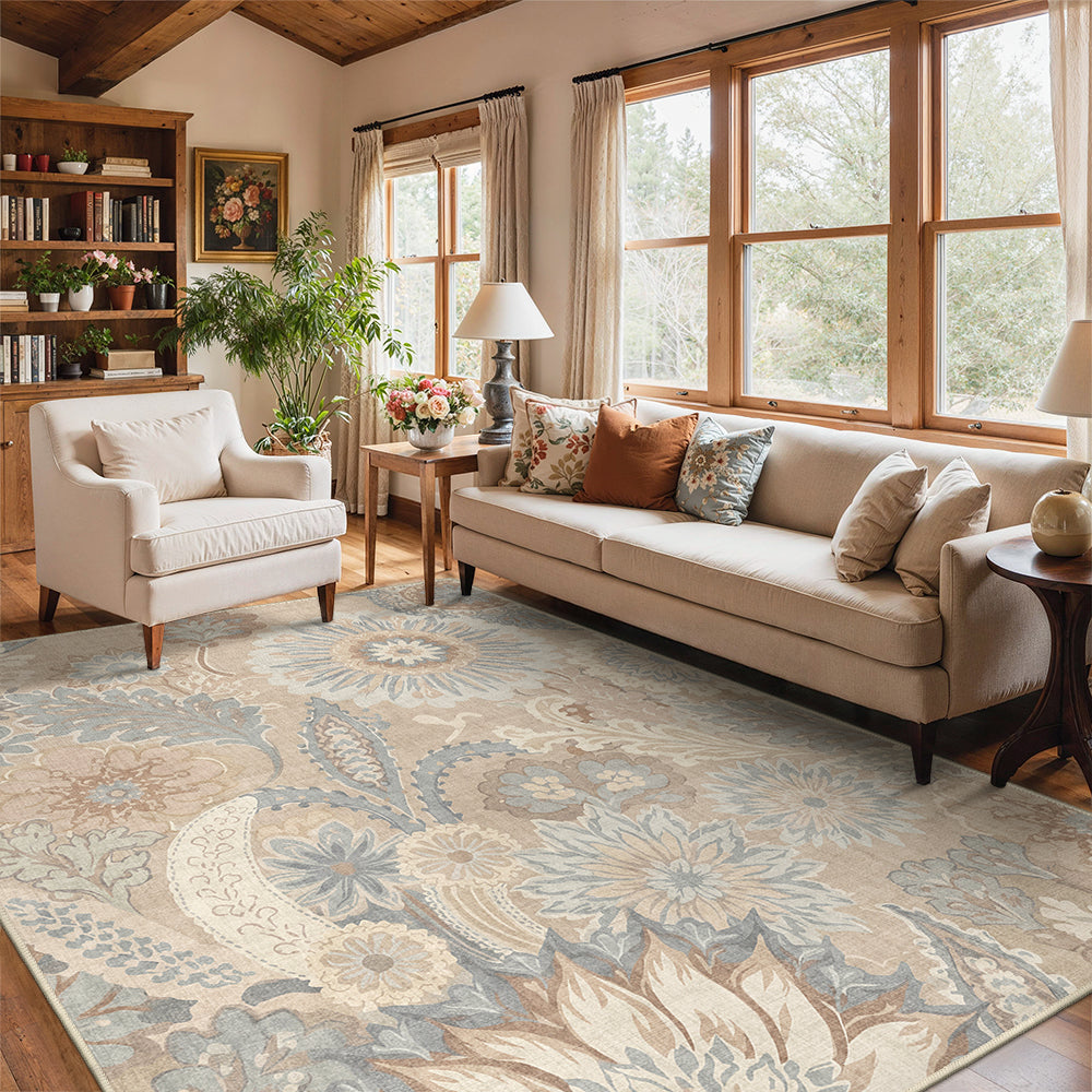 KUETH  Area Rugs Machine Washable Rugs for Living Room, Non Slip Throw Rug with Rubber Backing, Rug for Entryway、Bedroom、Kitchen、Floor and Dining Room