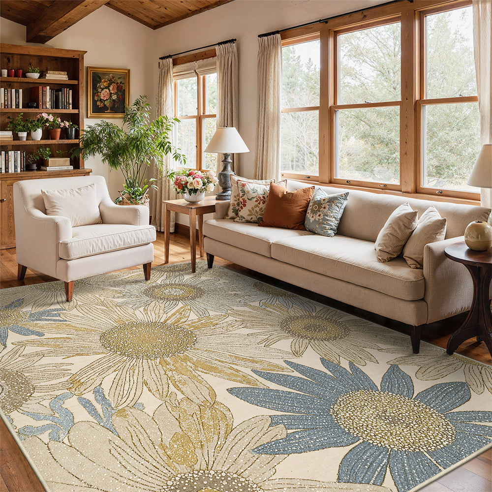 KUETH  Area Rugs Machine Washable Rugs for Living Room, Non Slip Throw Rug with Rubber Backing, Rug for Entryway、Bedroom、Kitchen、Floor and Dining Room