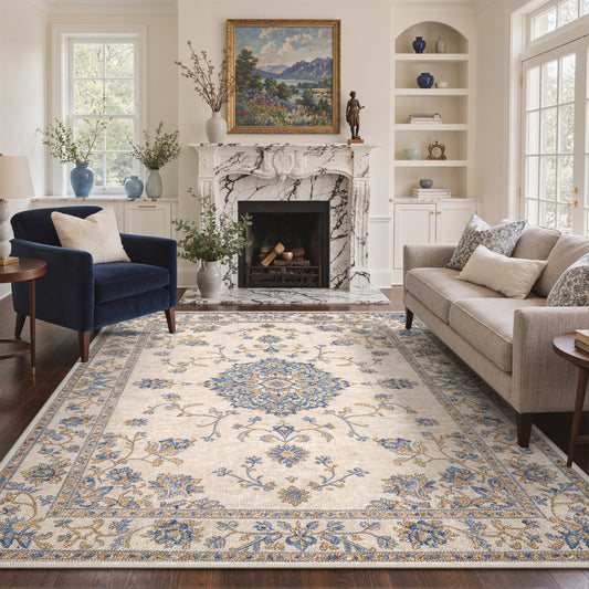 KUETH  Area Rugs Machine Washable Rugs for Living Room, Non Slip Throw Rug with Rubber Backing, Rug for Entryway、Bedroom、Kitchen、Floor and Dining Room